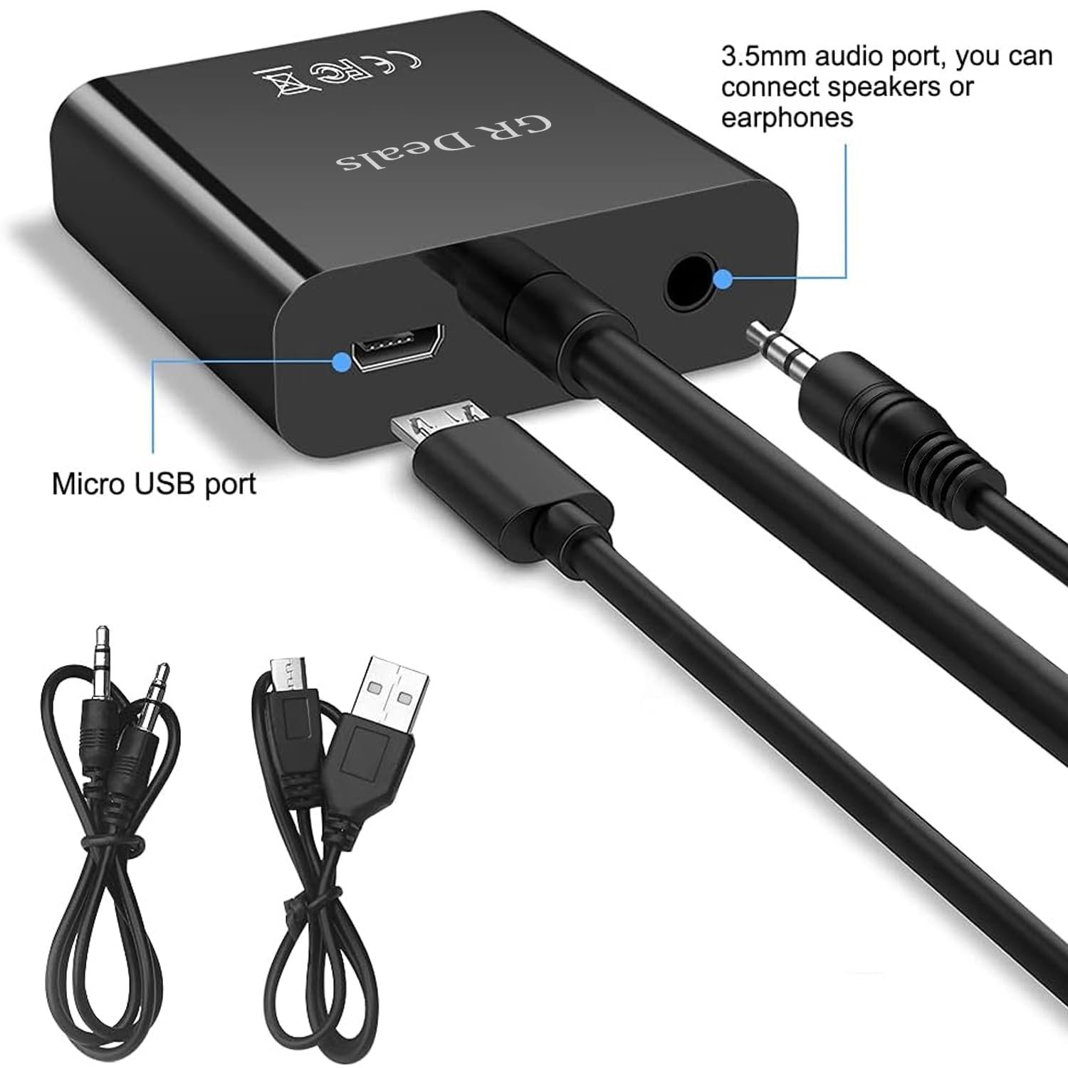 GR Deals HDMI Male to VGA Female with Audio Cable Converter Adapter HDMI to VGA 1080P Gold-Plated Adapter Compatible with HDTV, Computer, Laptop. One Cable. (Black) - Image 10