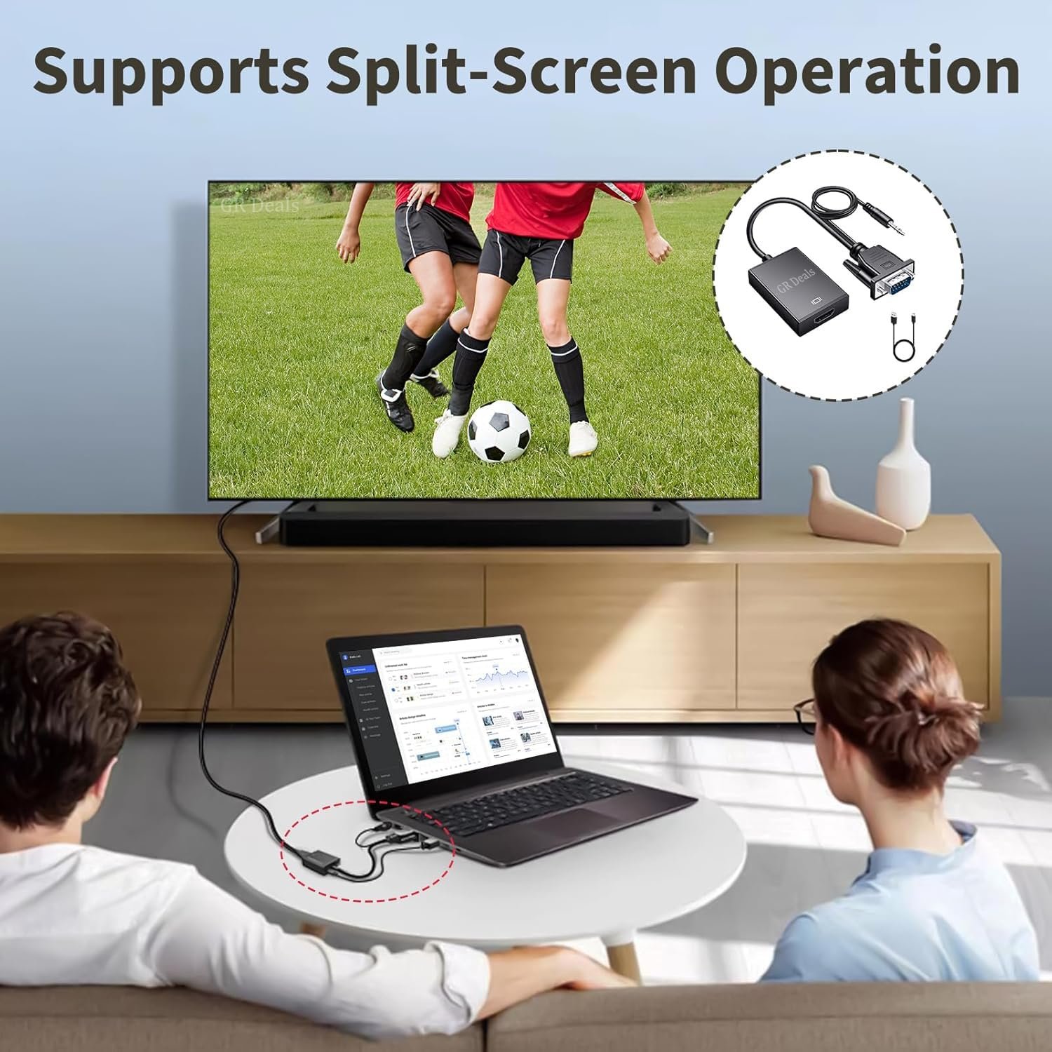 GR Deals VGA to HDMI Adapter, 1080P Input to Output Converter with Audio, Old PC to TV/Monitor, Active Male to Female Adaptor for Computer, Desktop, Laptop, Projector, HDTV. (Black) - Image 8