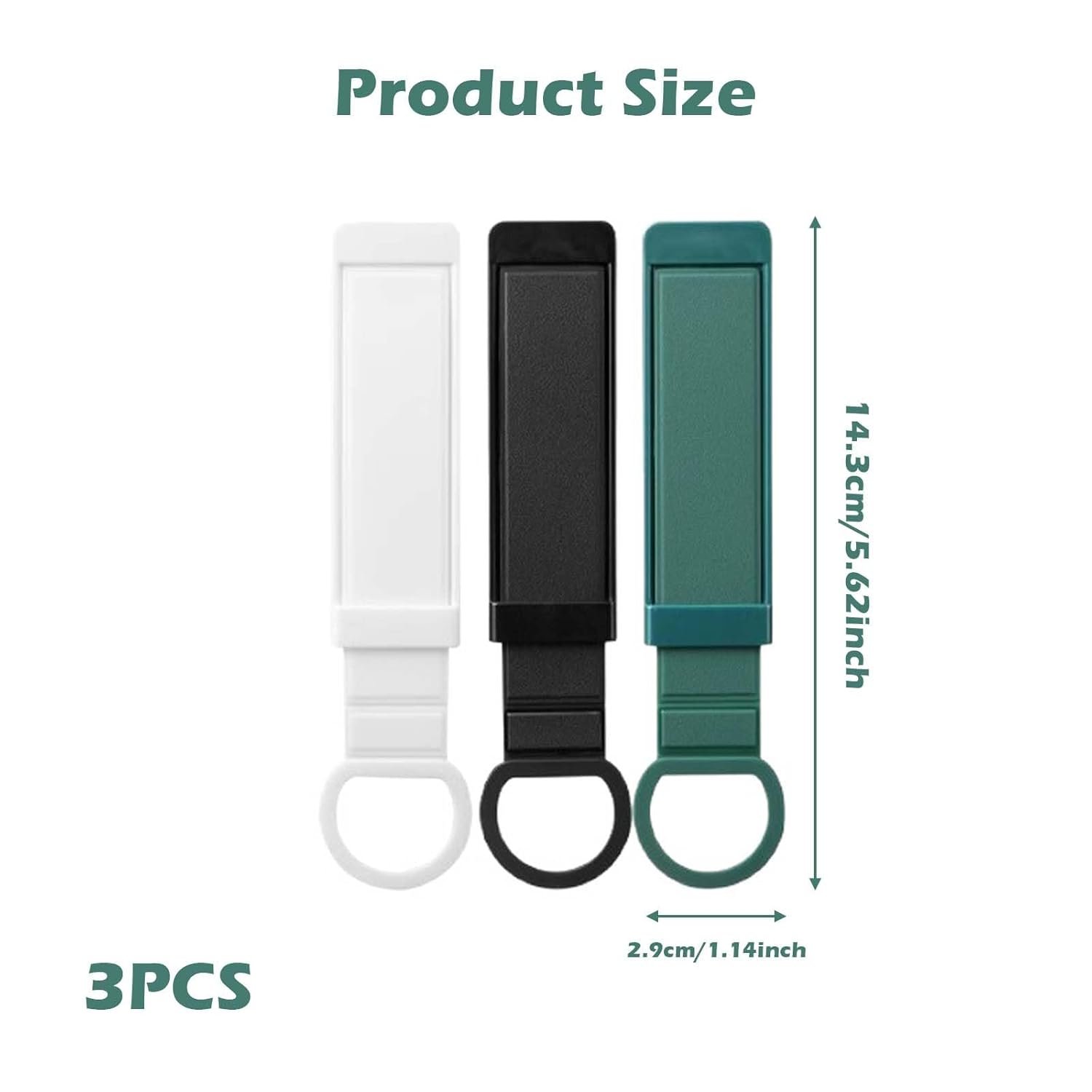 3PCS Phone Holder for Hand,Push-Pull Wristband Mobile Grip Stand, Phone Back Holder Grip for Selfie, Video Calls, Online Classes, Desk & Bed Use, Black + White + Dark Green - Image 3