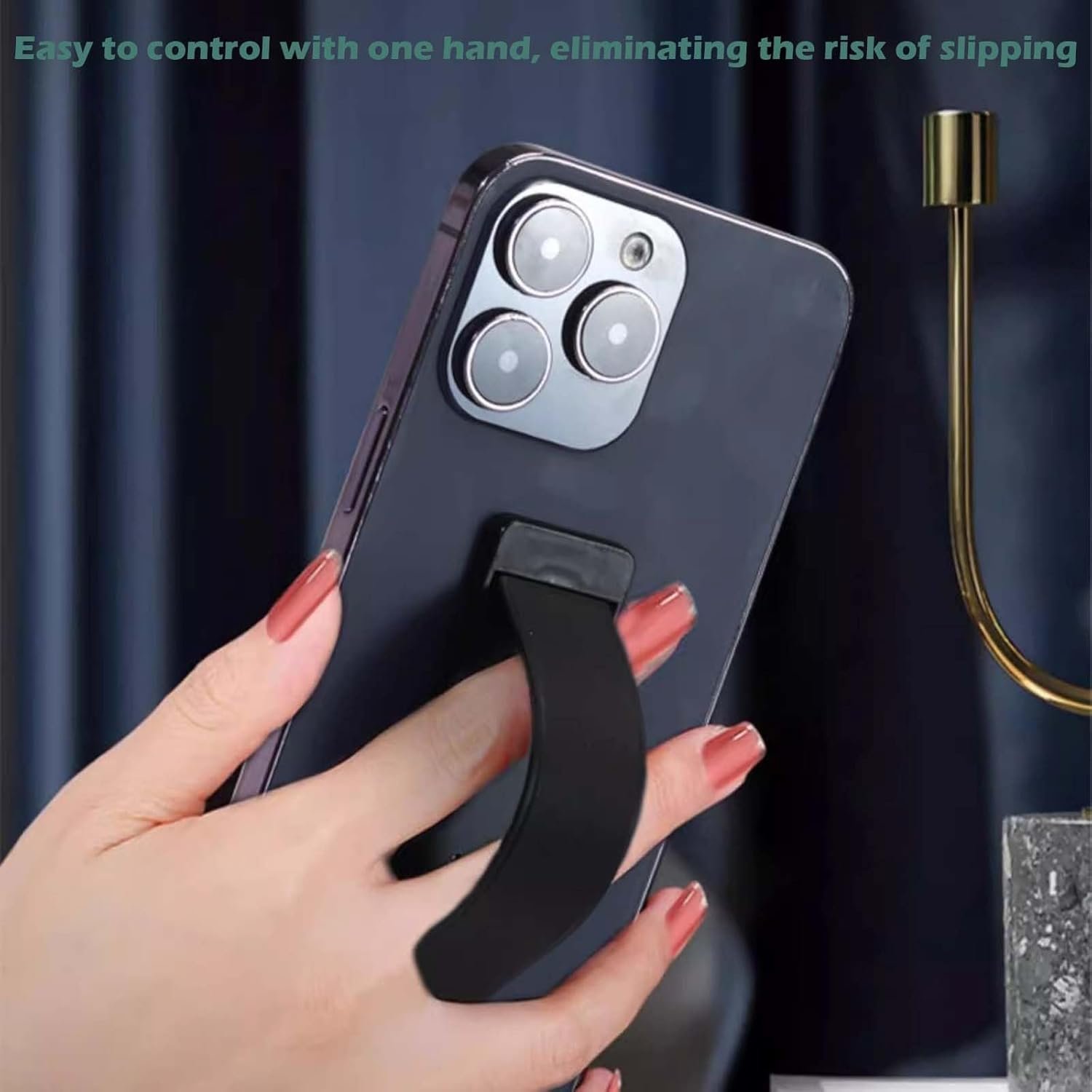 3PCS Phone Holder for Hand,Push-Pull Wristband Mobile Grip Stand, Phone Back Holder Grip for Selfie, Video Calls, Online Classes, Desk & Bed Use, Black + White + Dark Green - Image 4