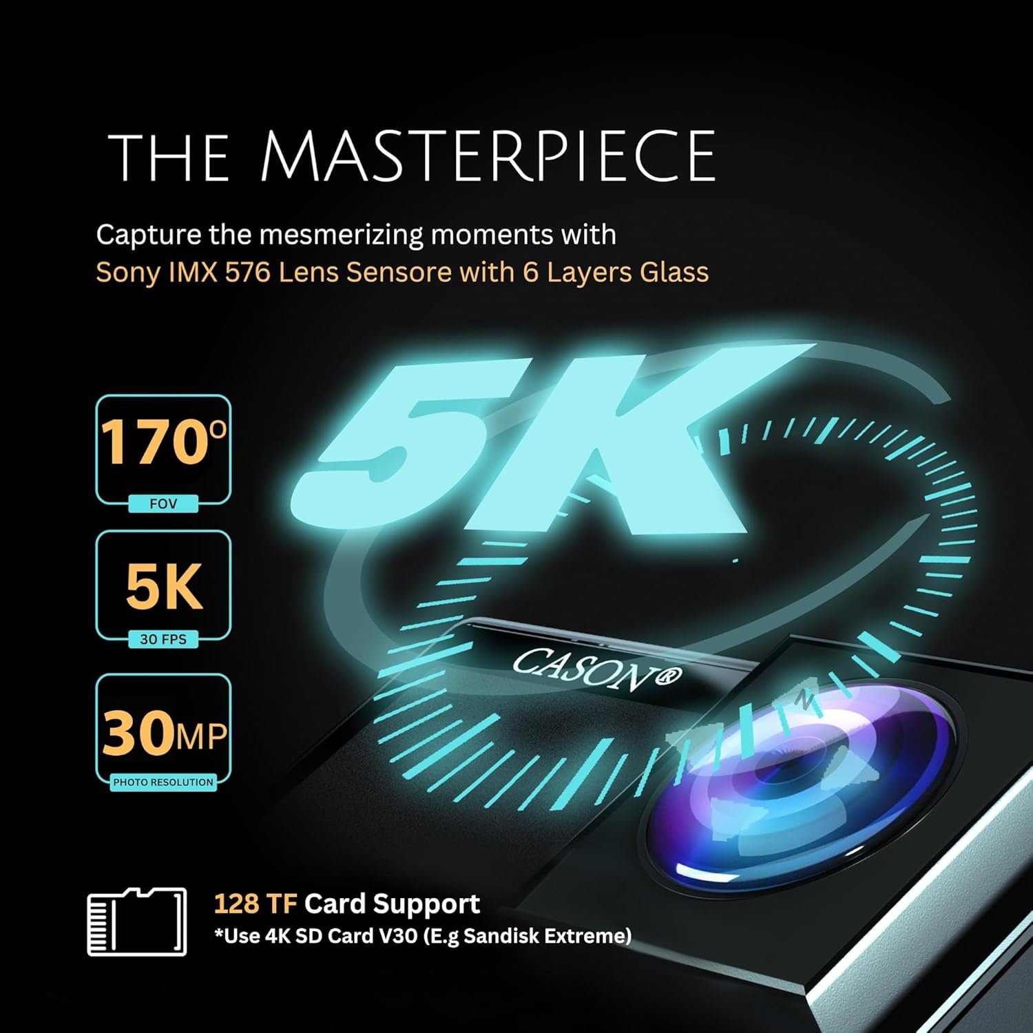 CASON CX11 5K Action Camera for Moto Vlogging/Vlogging with Flashlight,Advanced External Mic for Helmet Camera for Bike (Type c) EIS+Gyro, Touch Screen 2 x 1350 mAh Battery and Accessories(Black) - Image 3