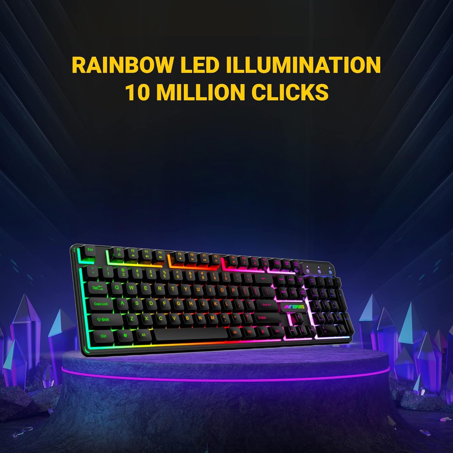 Ant Esports KM1600 Gaming Keyboard & Mouse Combo, Wired Backlit Rainbow LED Keyboard & 3200 DPI Gaming Mouse for PC/Laptop - Black - Image 4