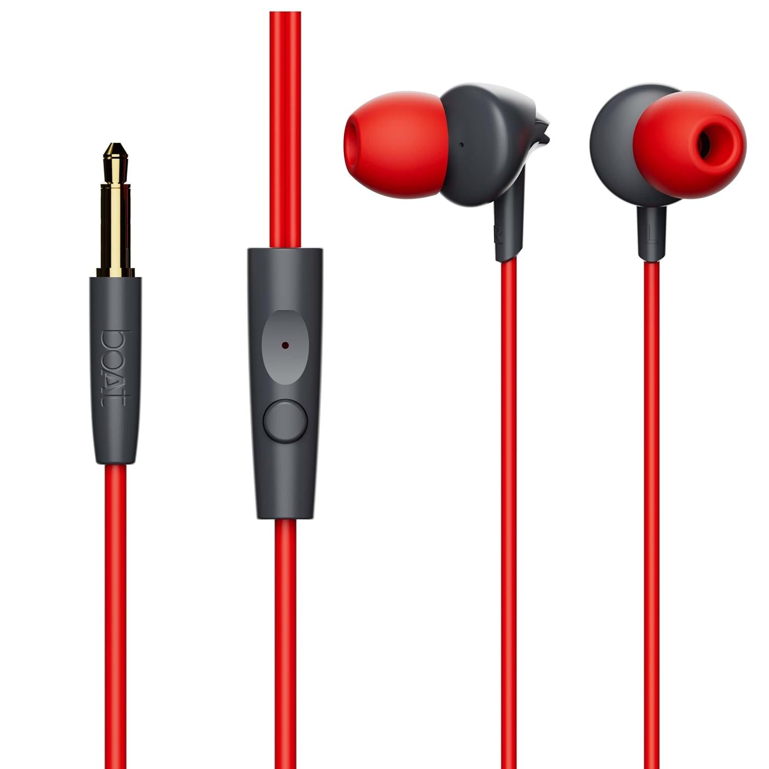 Boat Bassheads 100 in Ear Wired Headphones Earphones with Mic (Furious Red) - Image 3