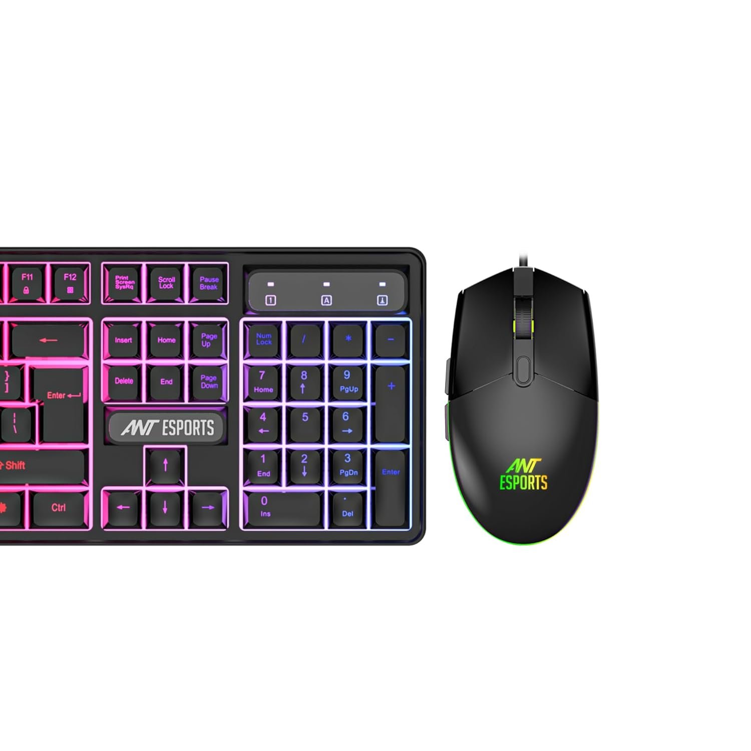 Ant Esports KM1650 Gaming Keyboard & Mouse Combo, Wired Backlit Rainbow LED Keyboard & 3200 DPI Gaming Mouse for PC/Laptop - Black - Image 5