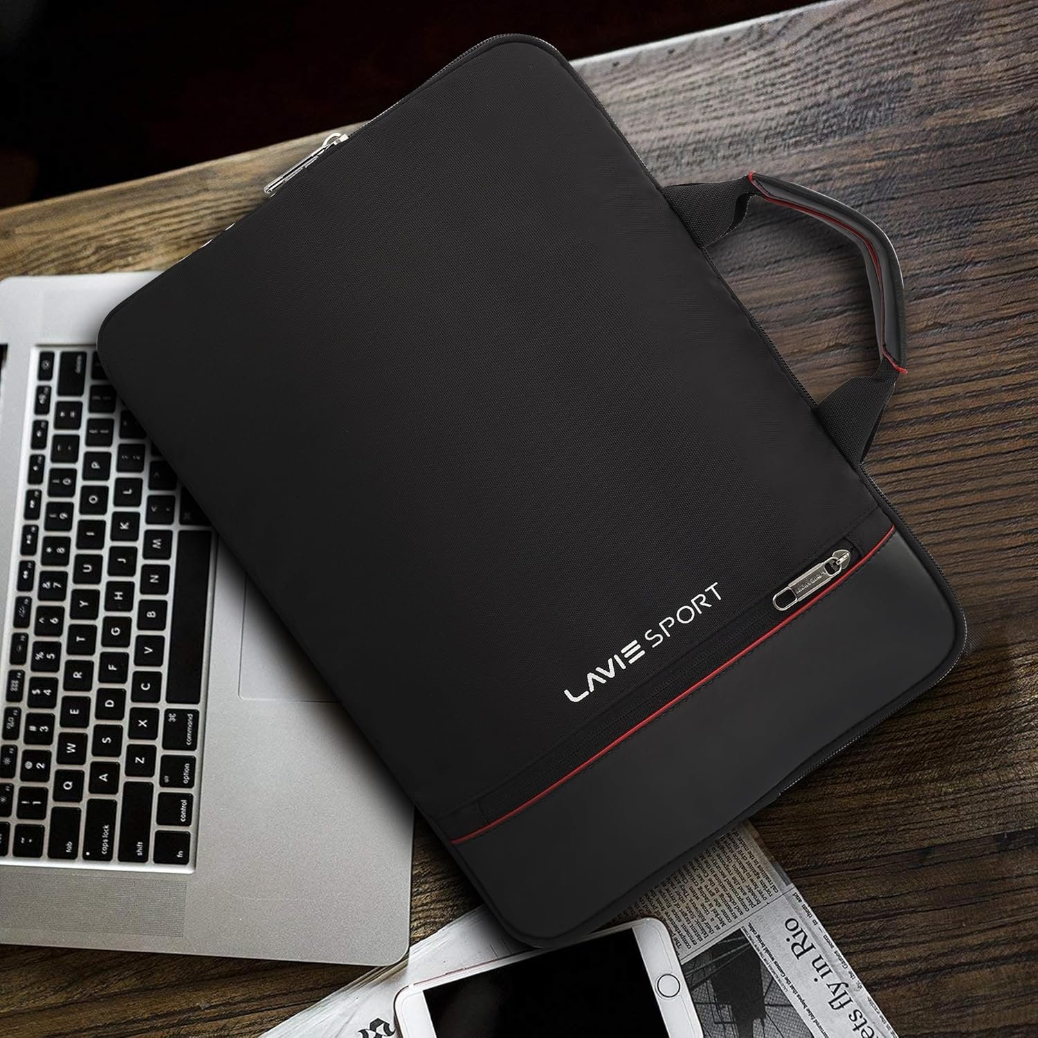 Lavie Sport Unisex 1.5 Compartment Business Pro Laptop Bag Slim Sleeve (Black) - Image 3