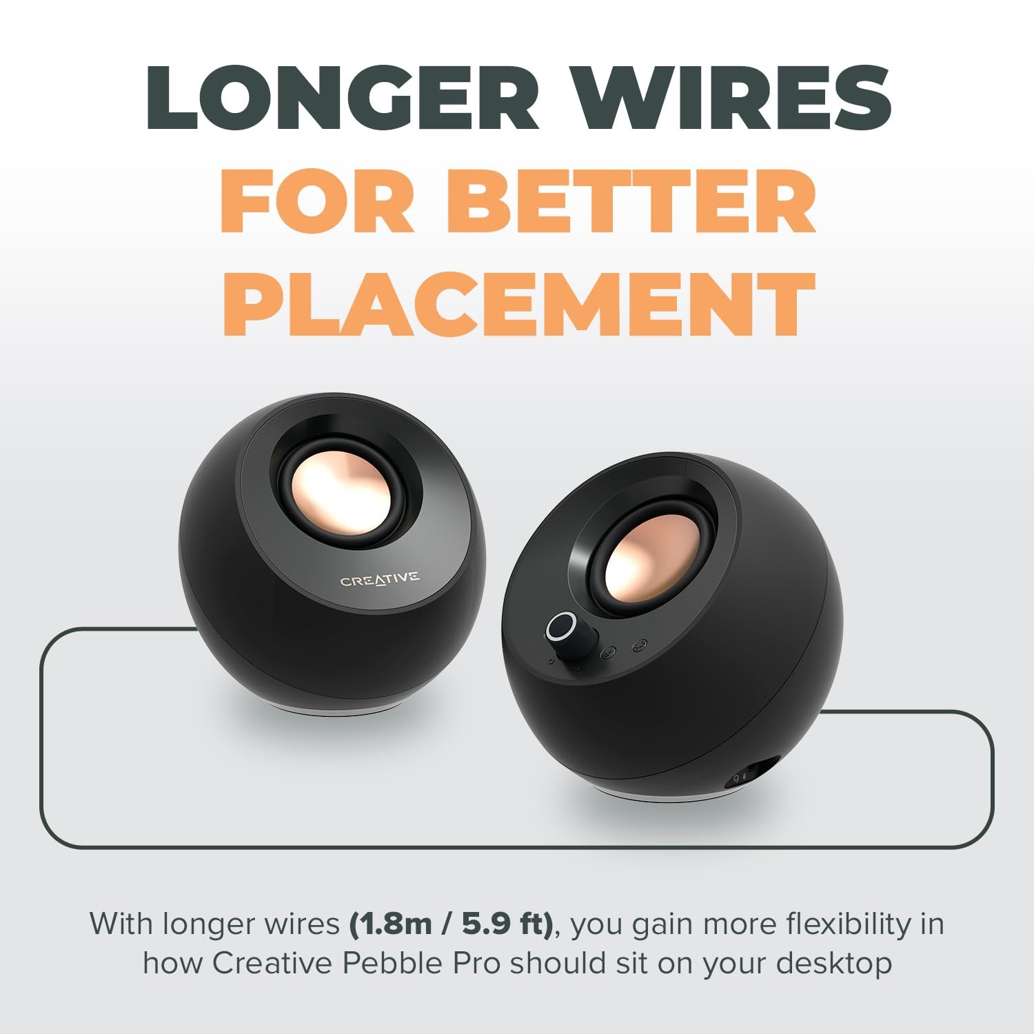 Creative Pebble Pro (Black) Minimalist 2.0 USB-C Computer Speakers with Bluetooth 5.3 and Customizable RGB Lighting, Clear Dialog and BassFlex Tech, USB Audio, Headset Port, for PC and Mac - Image 6