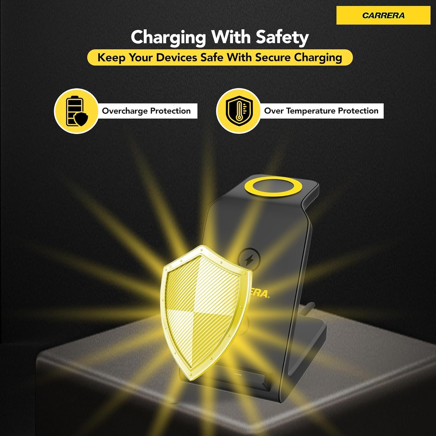 CARRERA 22.5W Magnetic 3 in 1 Wireless Charger Stand CWC-234, 15W Fast Charging for Phone, 5W for Earbud, 2.5W for Watch, Type C Cable Included, Multi-Device Compatible - Image 3