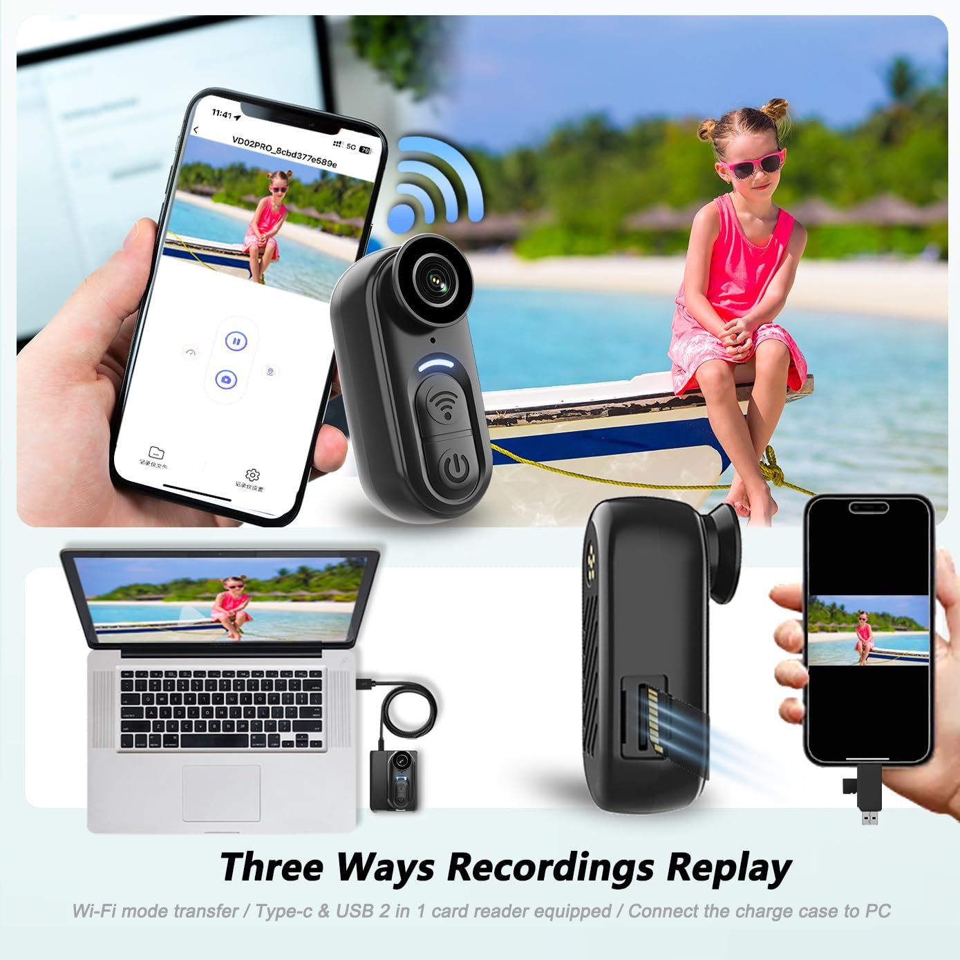 DayDateUp 4K Mini Body Camera 128GB, Thumb Size Action Body Cam, Wearable Sports Cameras,Hands-Free POV Recording, Helmet Mount, Magnetic Sport DV for Bike Cycling,for Vlogging Pet Walk Swim - Image 3