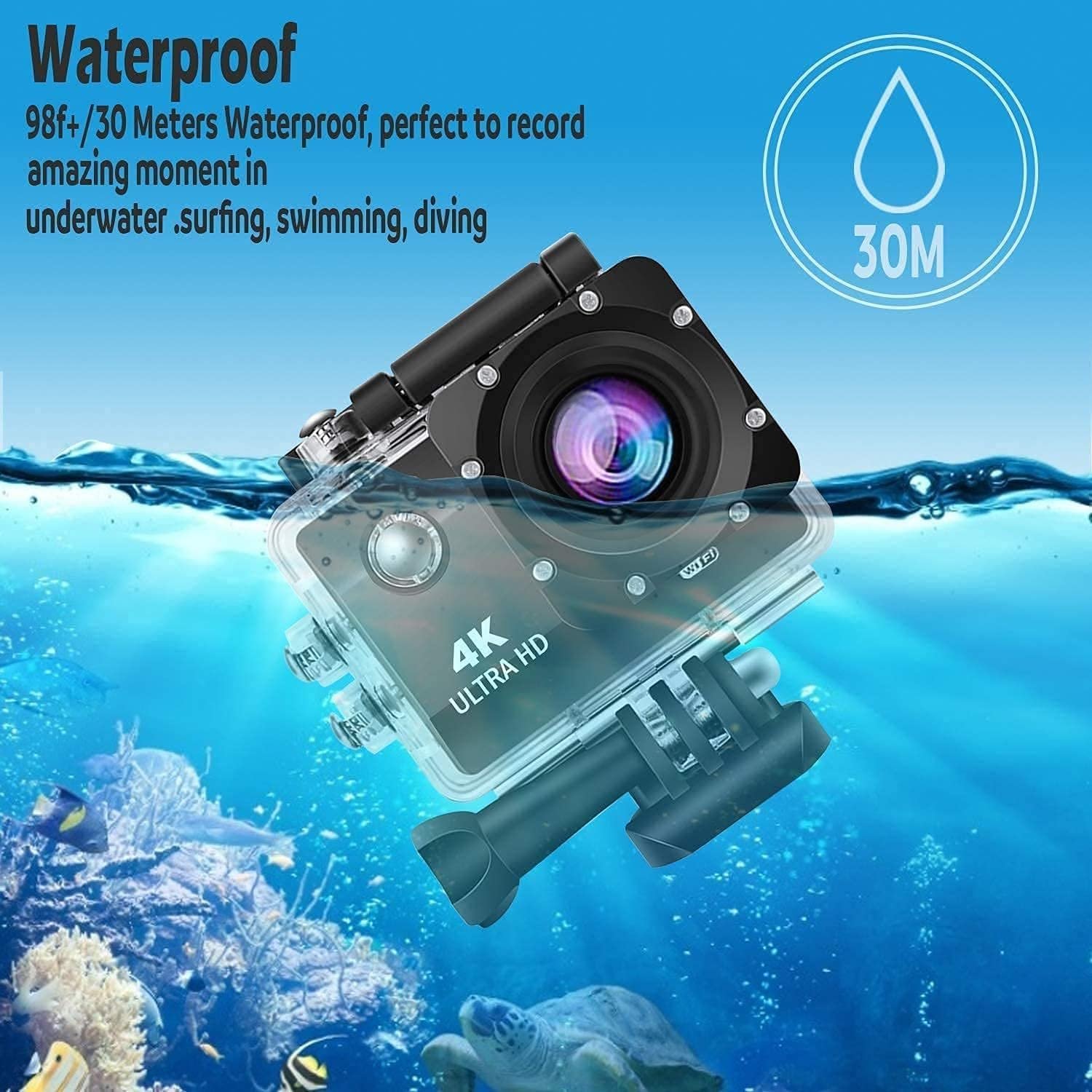 JK Vision 30Fps Action Camera Ultra Hd Underwater Camera 170 Degree Wide Angle 98Ft Waterproof Camera (Light 4K Action (Ac)) - Digital, Multicolor (DDC-48) - Image 4