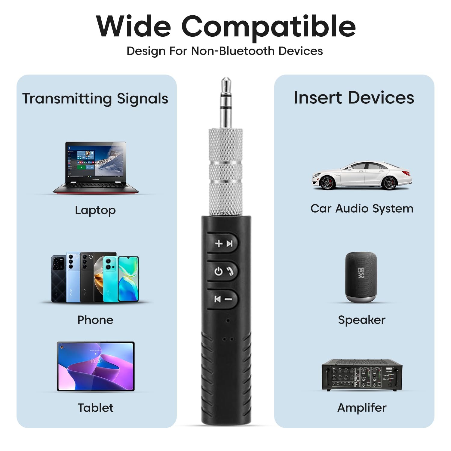 Sounce Bluetooth 5.0 Receiver for Car Bluetooth AUX Adapter, (3.5mm BT Kit) (BT Kit + Aux) - Image 4