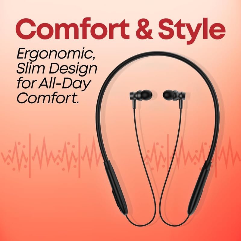 Wireless Bluetooth for Motorola Moto G (2025) in-Ear Headphone with Mic 38Hrs Playtime Dual Device Pairing Wireless Neckband Type-C Charge Magnetic Buds & IPX5 Water Resistant (Black, SZ.T) - Image 4