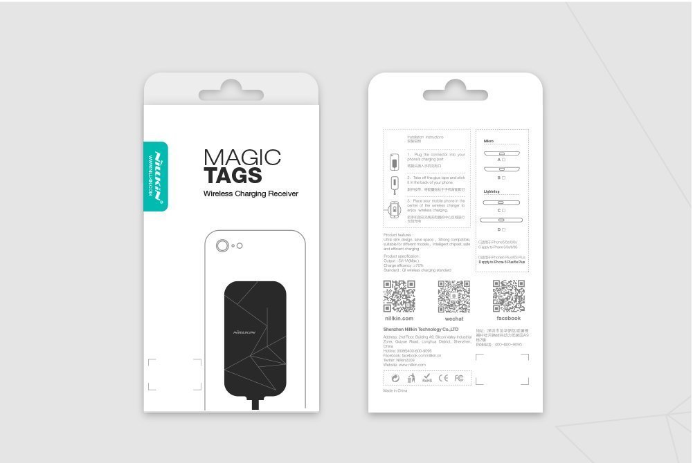Nillkin Magic Tag Qi Wireless Charging Receiver Patch Module Chip for Small-Size iPhones Like iPhone 7/6/6S/5S (Lightening-Short Version) - Image 5