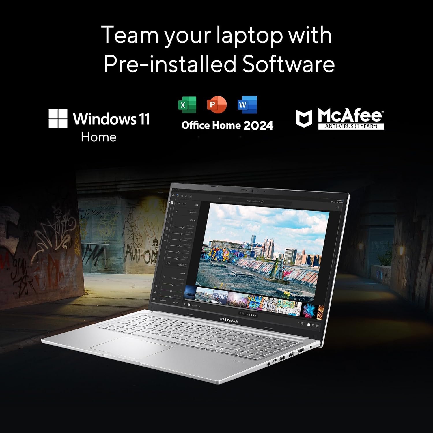 ASUS Vivobook 15, Smartchoice,Intel Corei5 13thGen 13420H, 16GB RAM, 512GB SSD, FHD 15.6", Win11, Office Home'24, M365 Basic (1Year)*, Cool Silver, 1.70kg, X1502VA-BQ835WS, Intel UHD iGPU, Laptop - Image 5