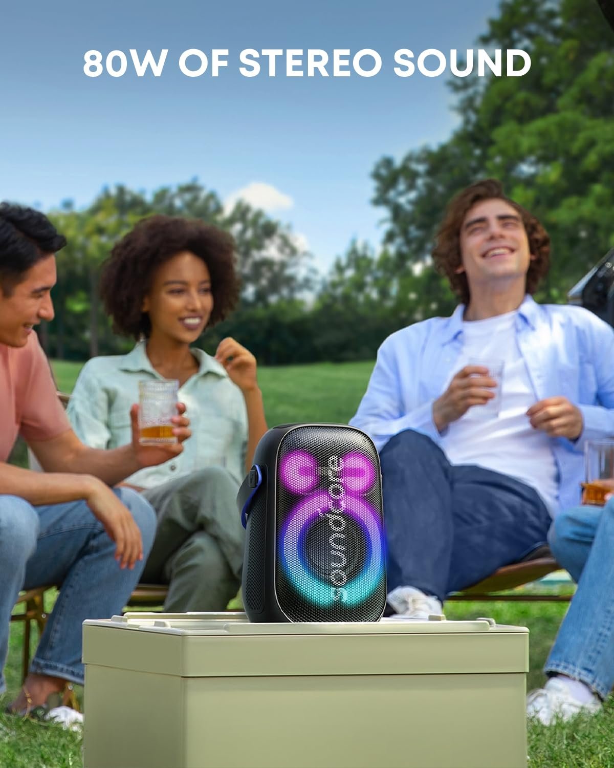 Soundcore Anker Rave Neo 2 Portable Speaker with 80W Stereo Sound,Partycast 2.0,Light Show,Ipx7 Waterproof(Floats On Water) 18H Playtime,Customizable Eq & Bass Up for Party,Backyard-Black,USB - Image 9