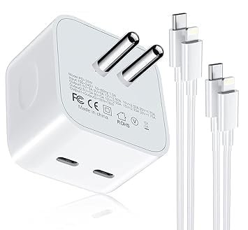 35W Dual PD 3.0 GaN USB-C Port Compact Power Adapter Plug Fast Wall Charger Adapter Compatible for iPhone, iPad, AirPods, MacBook Air (with Lightning & Type C Cables) (ZA40) - Image 2