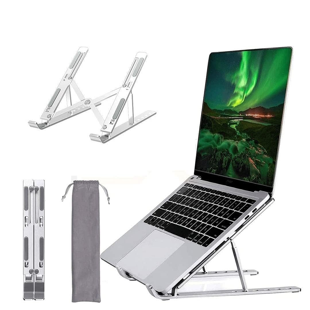 6 Angles Adjustable Aluminum Ergonomic Foldable Portable Tabletop Laptop/Desktop Riser Stand Holder Compatible for MacBook, HP, Dell, Lenovo & All Other Notebook - Image 2
