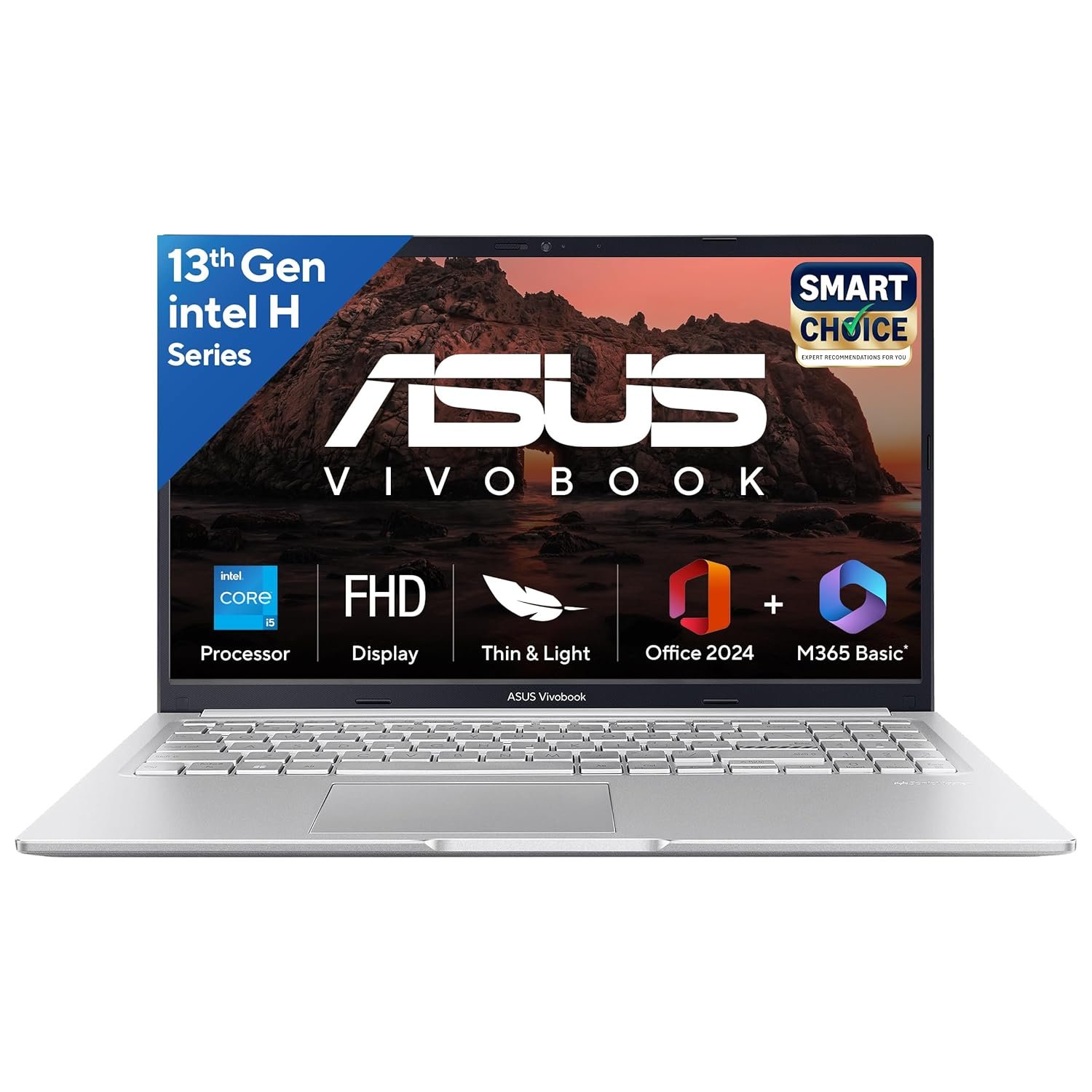 ASUS Vivobook 15, Smartchoice,Intel Corei5 13thGen 13420H, 16GB RAM, 512GB SSD, FHD 15.6", Win11, Office Home'24, M365 Basic (1Year)*, Cool Silver, 1.70kg, X1502VA-BQ835WS, Intel UHD iGPU, Laptop - Image 2