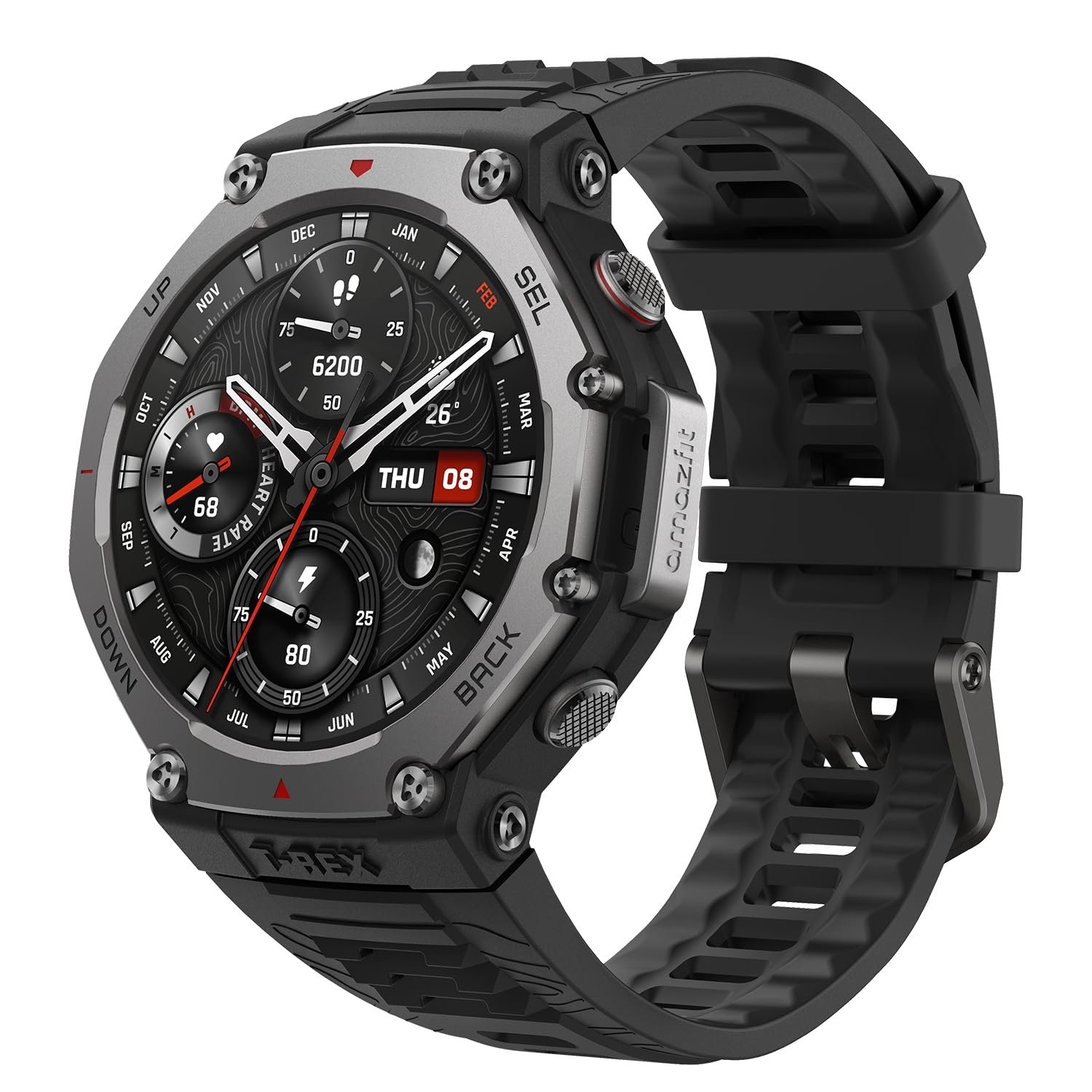 Amazfit T-Rex 3 Outdoor Rugged Military 48mm Smart Watch, Built in GPS, 27 Days Battery Life, Offline Maps, 2000 Nits Brightness, 10 ATM Water Resistance, AI Coach, for iOS & Android (Onyx) - Image 2