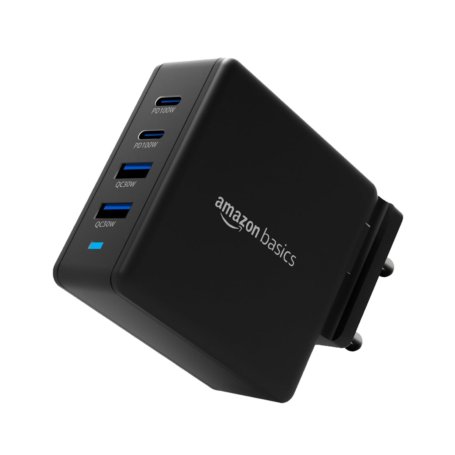 Amazon Basics 100W 4-Port GaN Charger | PD QC3.0 QC4.0 PPS Fast Charging Compact Adapter with Foldable Pins, for MacBook Pro Air 16'/14'/13', iPhone Series, Samsung S Series, iPad Pro/Air - Black - Image 2