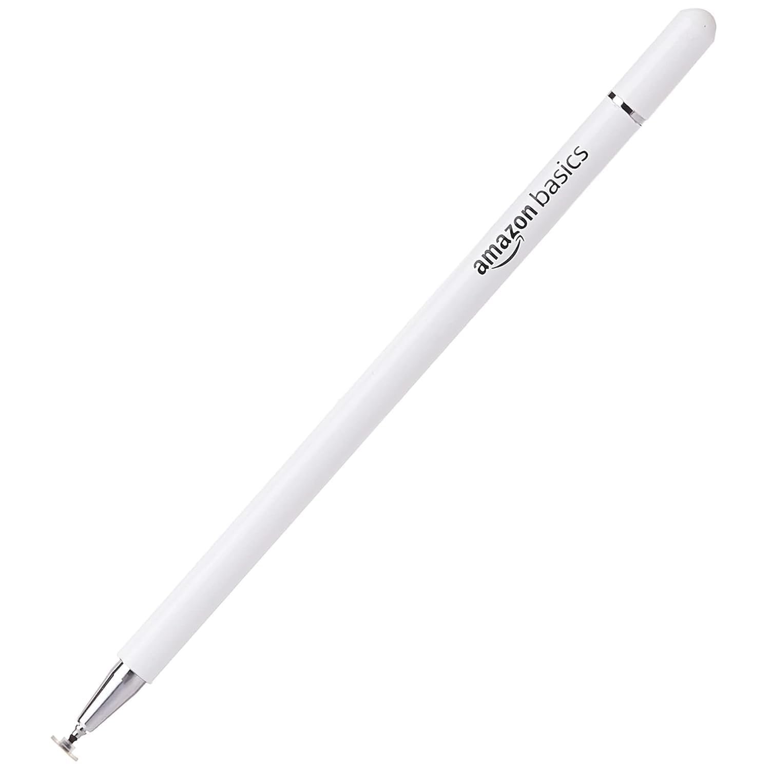 Amazon Basics Capacitive Stylus Pen for iOS and Android Touchscreen Devices, Fine Point Disc Tip, Lightweight Metal Body with Magnetic Cover (White) - Image 2