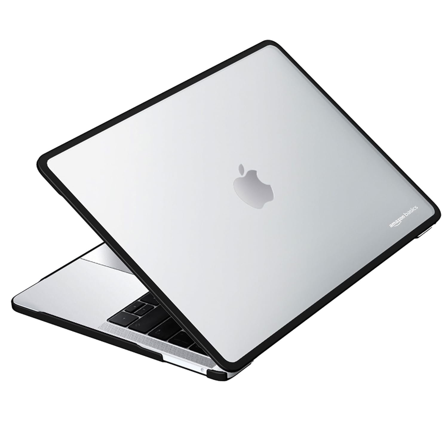 Amazon Basics Hard Shell Laptop Cover for MacBook Air 13-inch with Touch ID (Model M2) | Anti-Fingerprint Case (Matte Black & Semi-Transparent) - Image 2