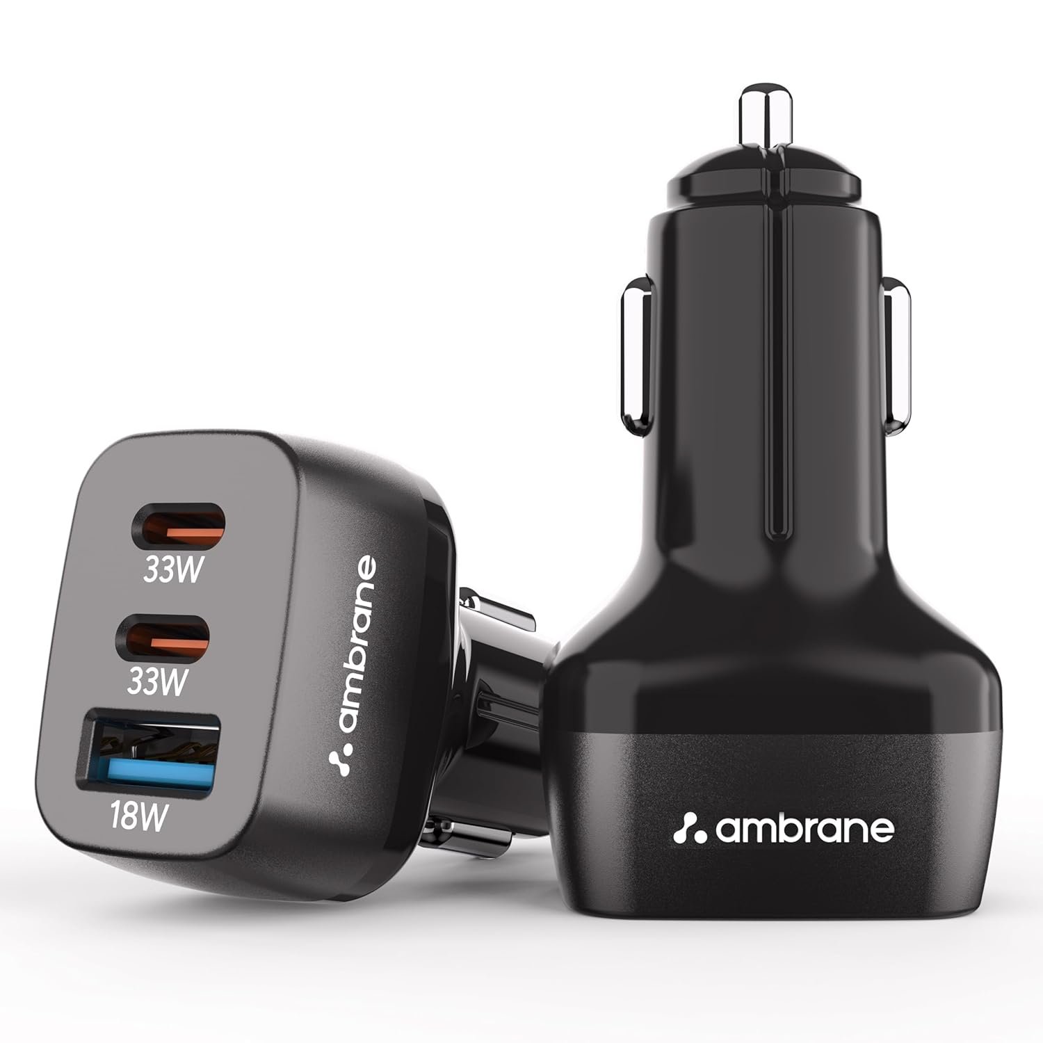 Ambrane 84W Triple Output Fast Car Charger with 2 Type-C & 1 USB, 33W Type C Charging with PD Technology, Fast Charging Adapter Compatible with Cars for iPhone & Android Smartphones (Charge C84,Black) - Image 2