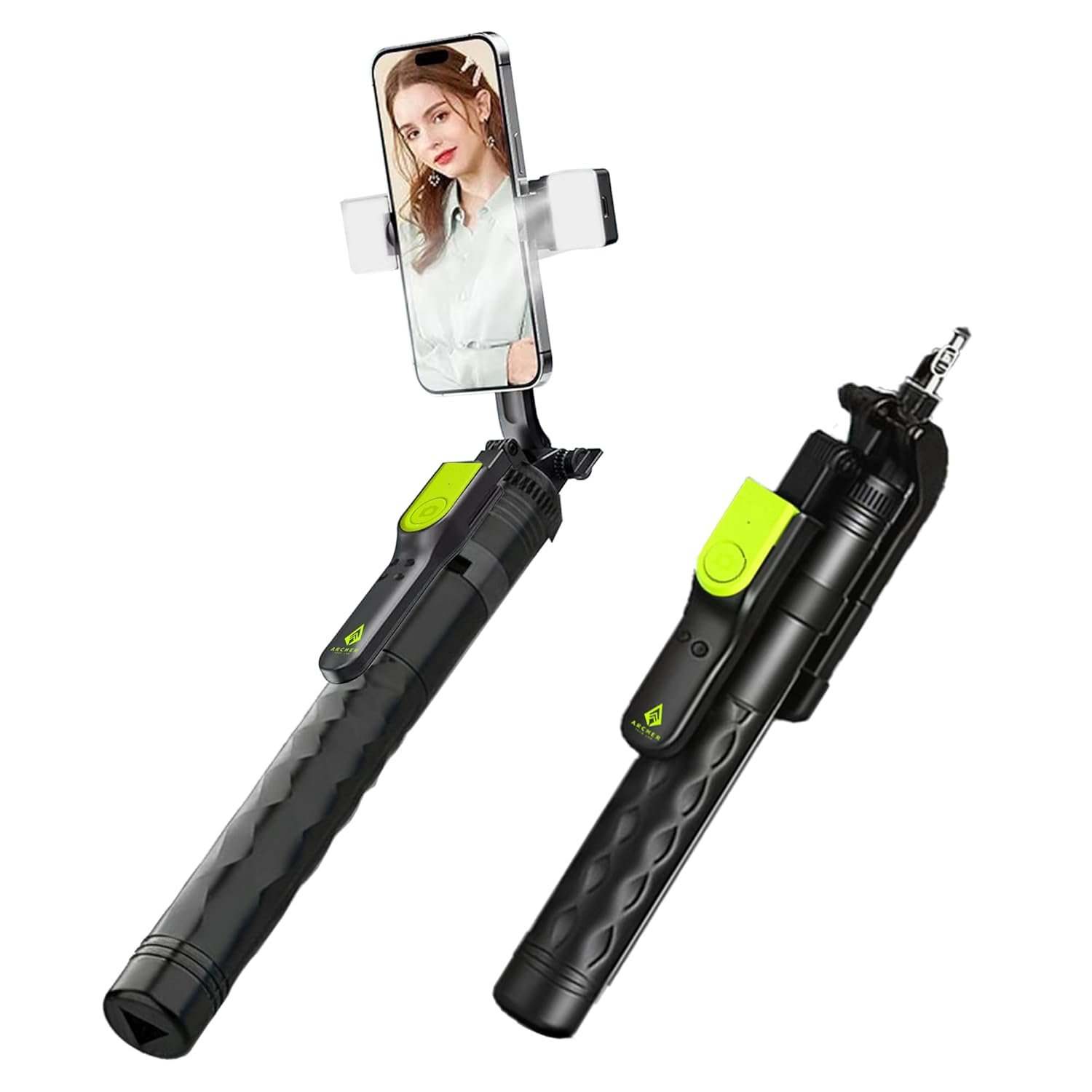 Archer Tech Lab Multifunctional Selfie Stick with Tripod Stand, Detachable Bluetooth Remote, 6-Mode Fill Light, 360° Rotation, Aluminum Alloy Pole, Stable Anti-Slip Base for iPhone & Android Vlogging - Image 2