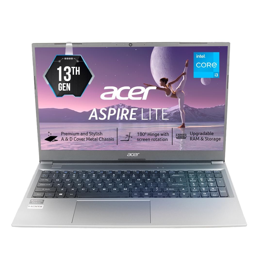 Aspire Lite 13th Gen Intel Core i3-1305U Thin and Light Premium Laptop (Windows 11 Home/8 GB RAM/512GB SSD/MSO) AL15-53 with 39.62cm (15.6") Full HD Display, Metal Body, Steel Gray, 1.59 KG - Image 2