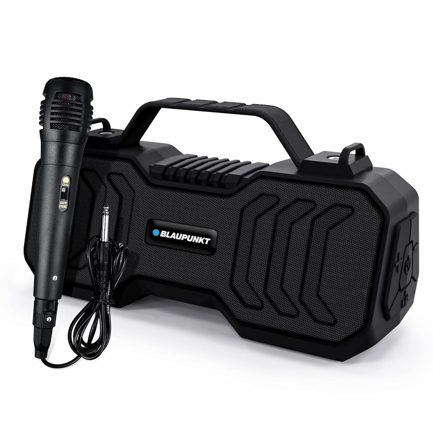 Blaupunkt Atomik BB20 Wireless Bluetooth Party Speaker 20W with Dual Passive Radiator I 1500mAh Battery I Deep Bass I Karaoke with Mic I USB I TWS I AUX I Outdoor Speaker with Carrying Strap(Black) - Image 2