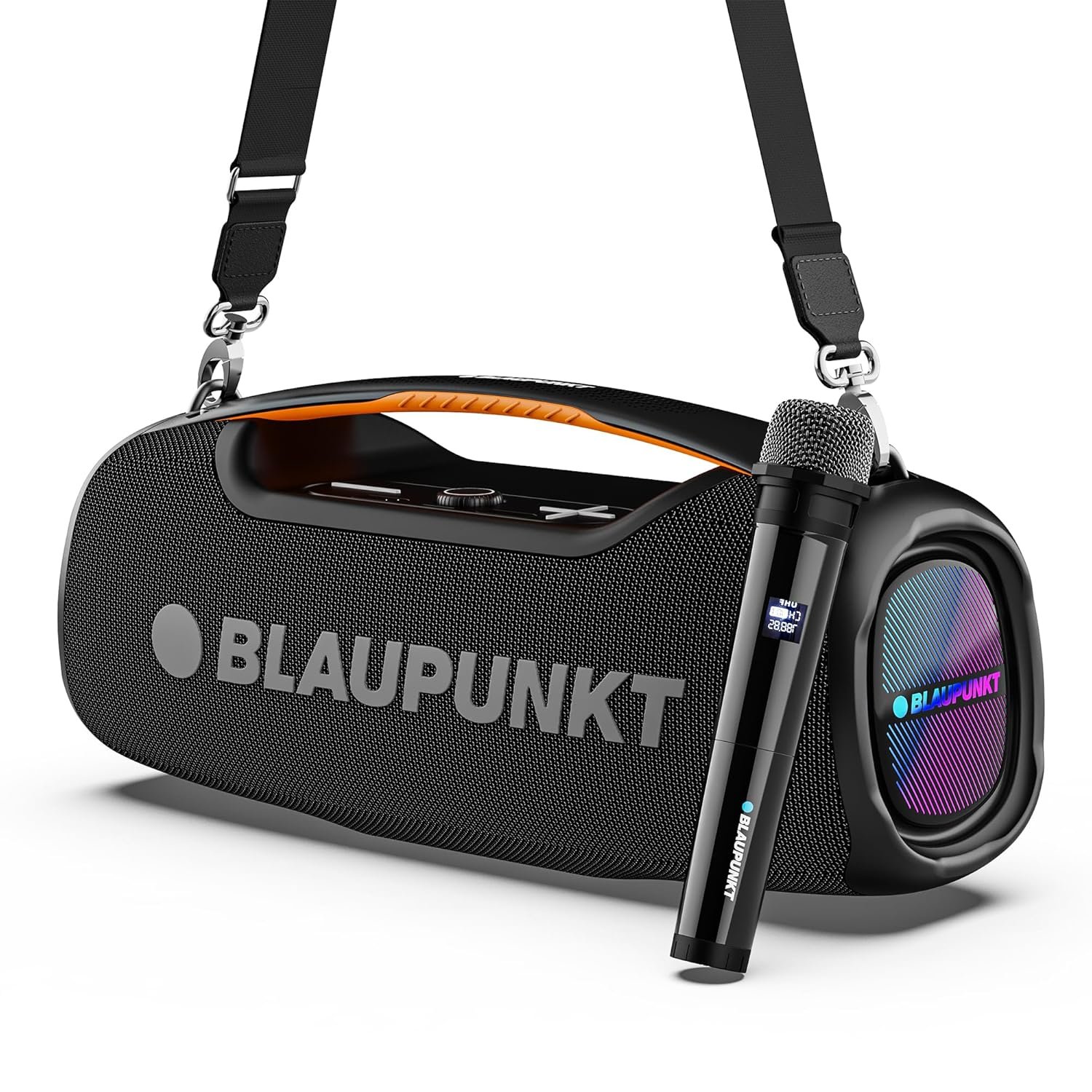 Blaupunkt Atomik Knightz 100W King of Boombox I Thumping Bass |Class Battery 15,600mAh I2-Night Playtime |Outdoor Rugged IPX6 Splash, Dust Proof, Party 9 Modes Aura Lights I Wireless Karaoke Mic - Image 2