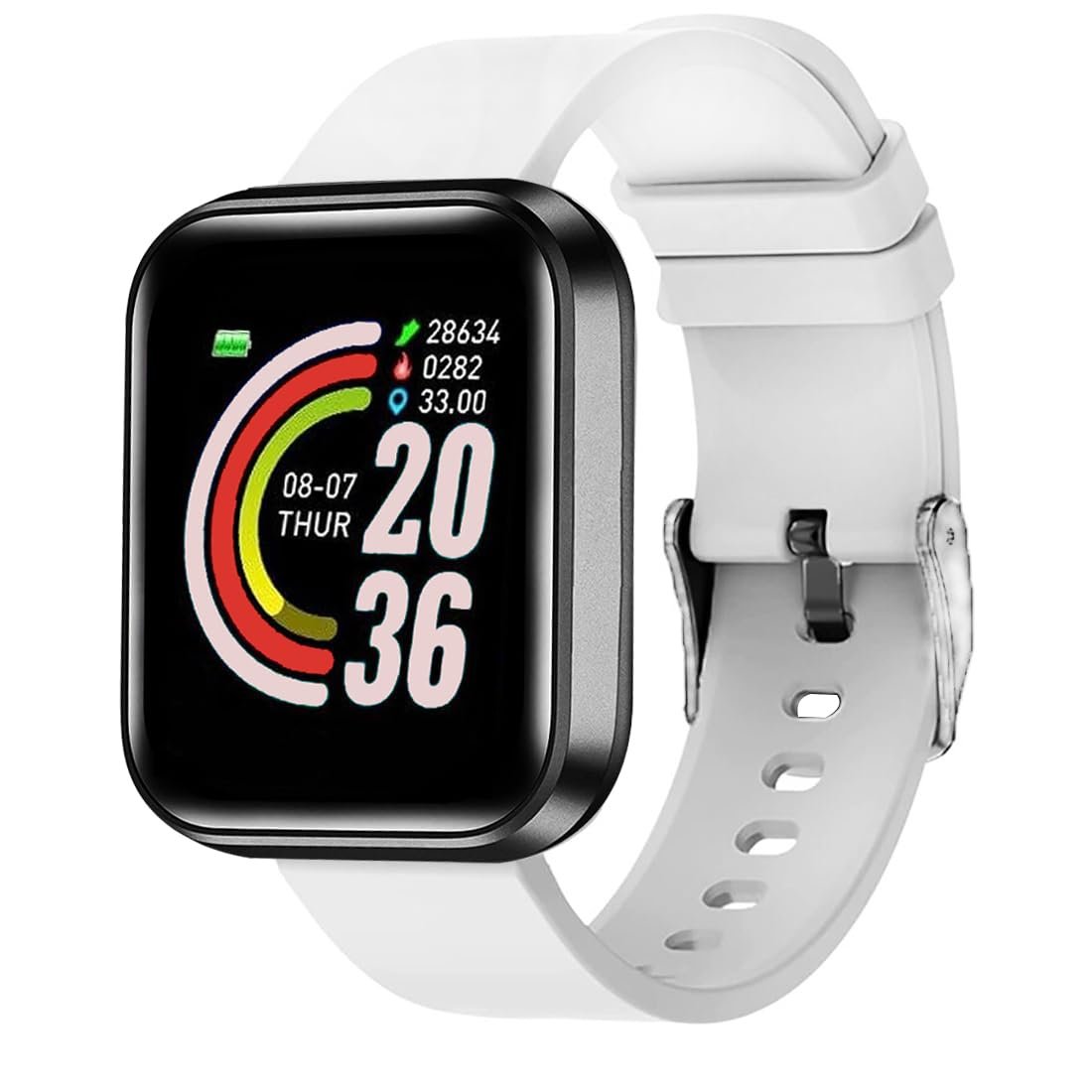 Bouncefit M I D116 Fitness Band Smart Watch for Men, Women, Boys, Girls, Kids – Single Touch Interface, Water Resistant, Workout Modes, Quick Charge Sports Smartwatch – White EE - Image 2