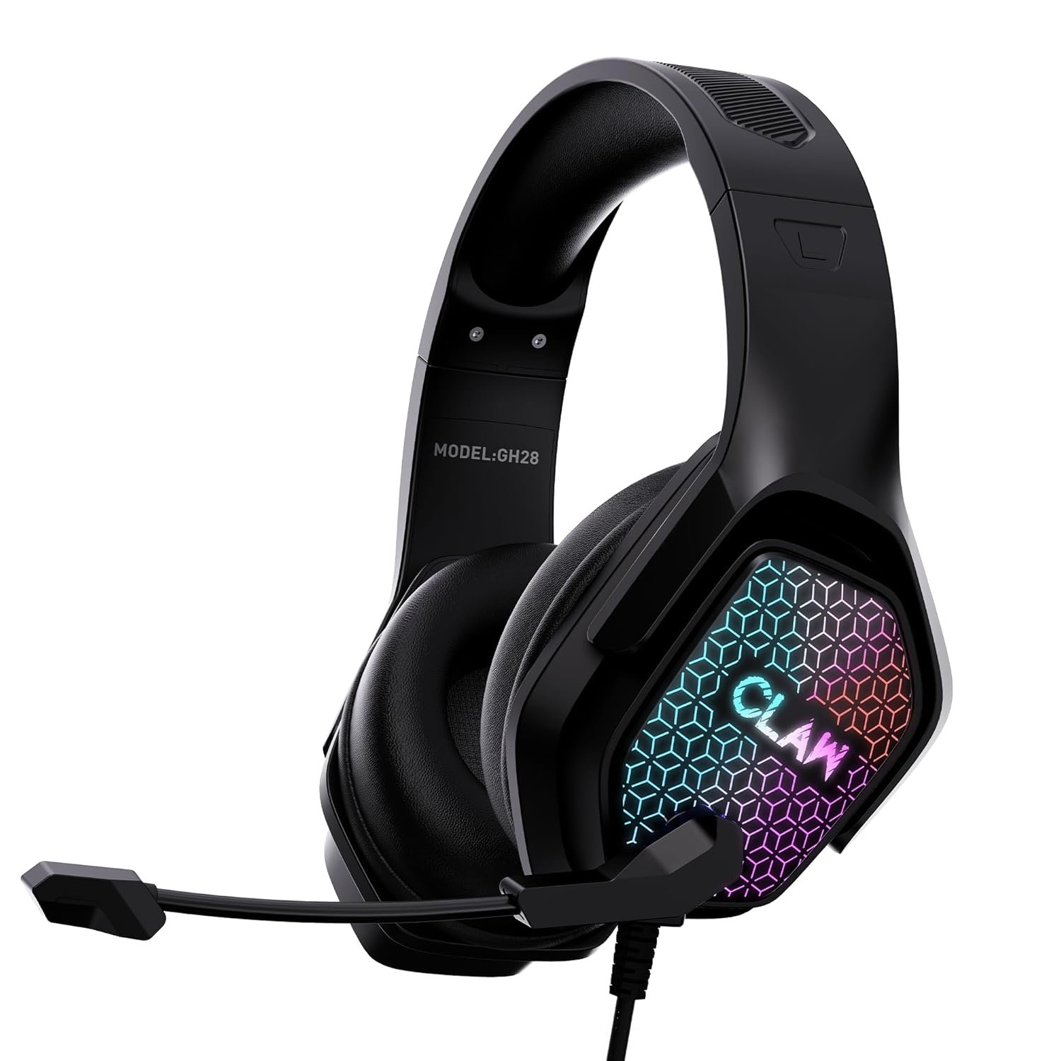 CLAW GH28 Wired RGB Gaming Headset with 40mm Drivers, Noise-Isolating Mic, 3.5mm Jack, 2m Braided Cable | for PC, PS4, PS5, Xbox, Laptops & Mobile Devices - Image 2