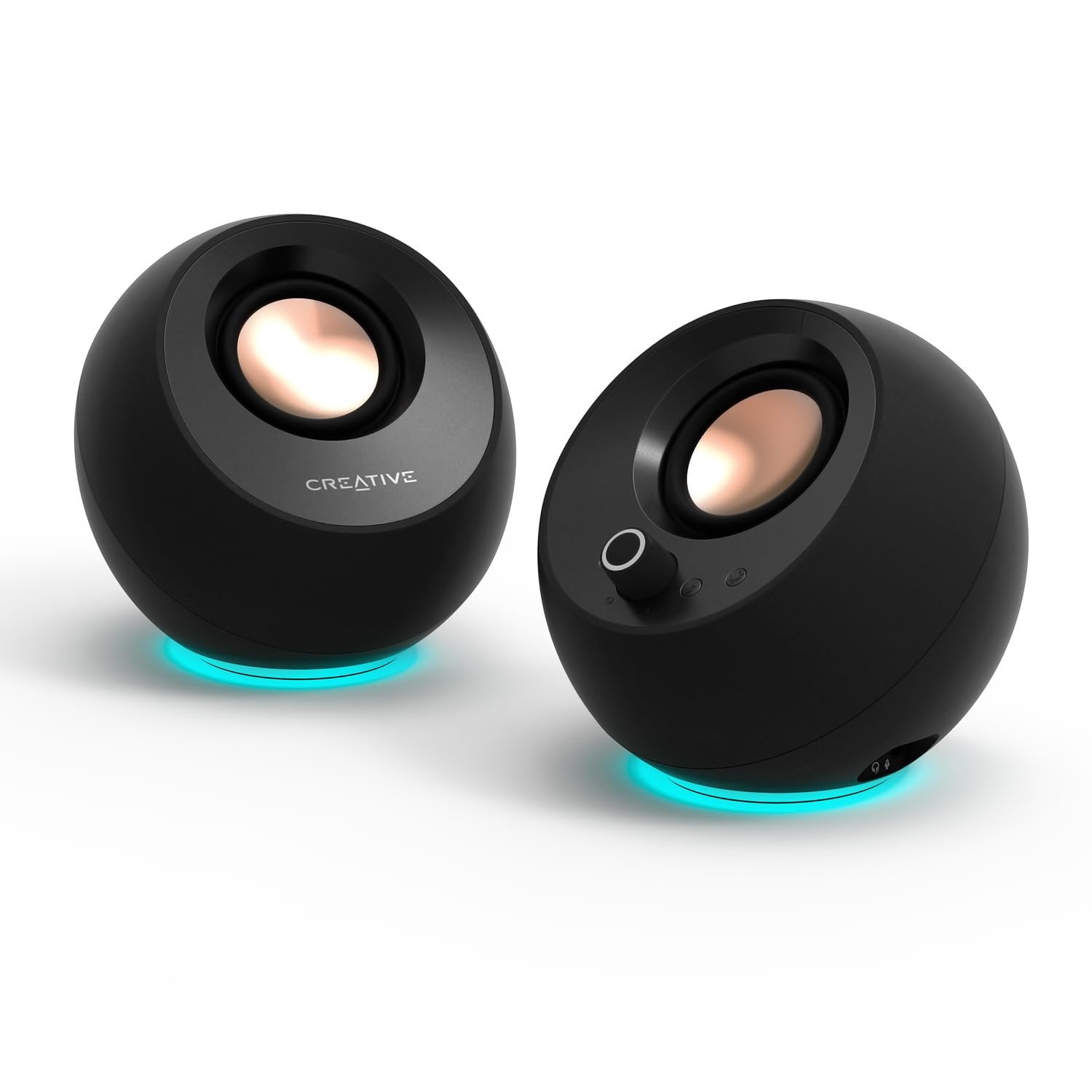 Creative Pebble Pro (Black) Minimalist 2.0 USB-C Computer Speakers with Bluetooth 5.3 and Customizable RGB Lighting, Clear Dialog and BassFlex Tech, USB Audio, Headset Port, for PC and Mac - Image 2