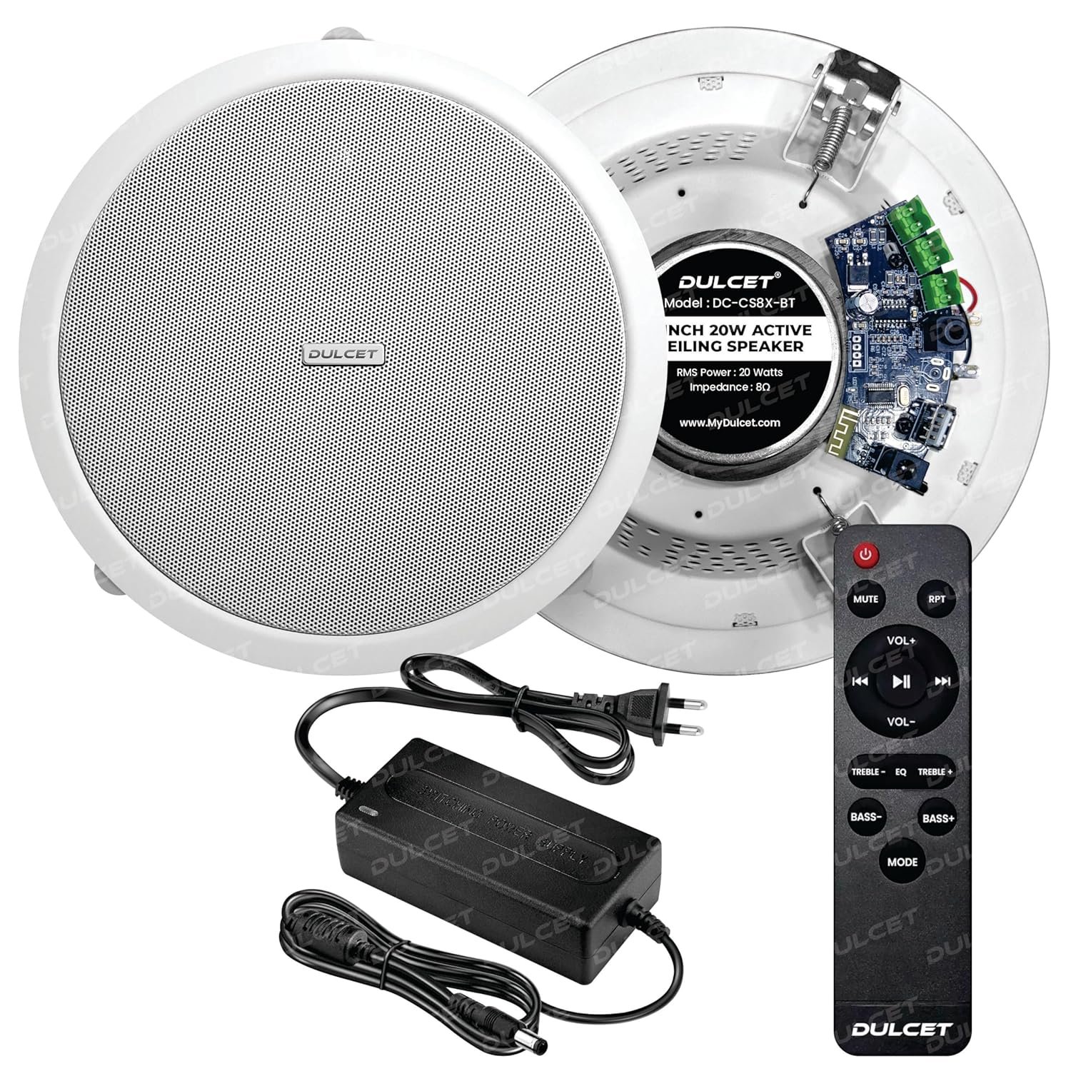 DULCET DC-CS8X-BT White 8 inch 20W Full Range Active Bluetooth Ceiling Speaker with inbuilt Amplifier-Supports Upto 3 Passive Ceiling Speakers (Passive Speakers to be Purchased Separately) - Image 2