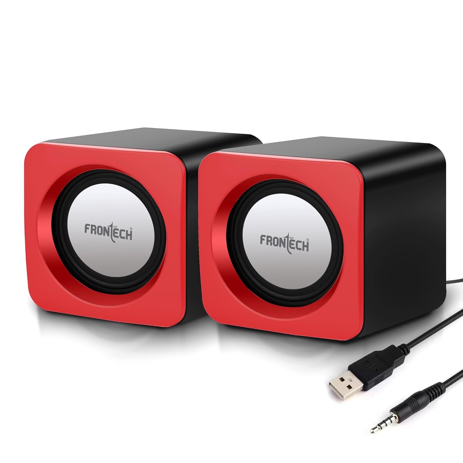 FRONTECH Premium 2.0 Channel USB Powered Speakers with 1.5W x 2 Output, AUX Input, and 1-Year Warranty (Red) - Image 2