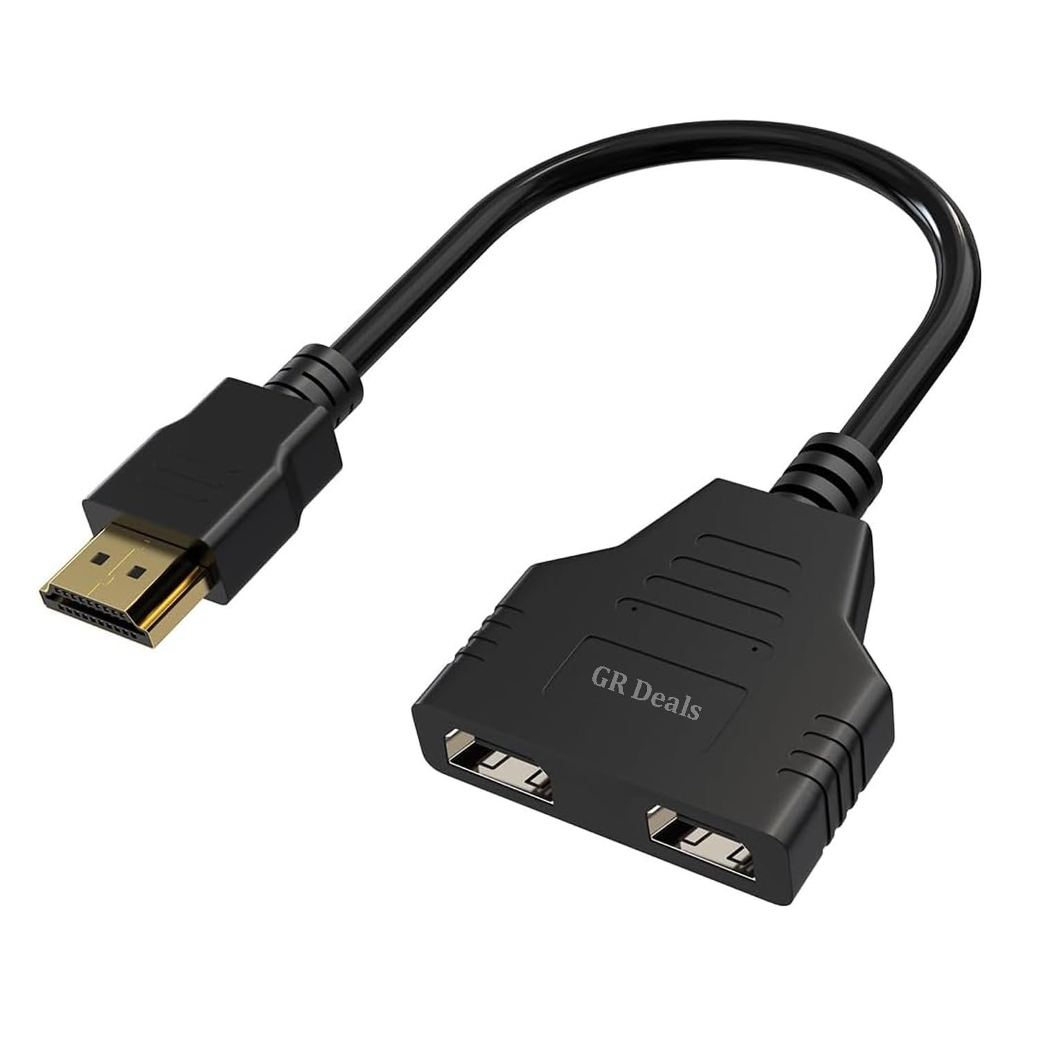 GR Deals HDMI Splitter 1x2, 1 in 2 Out, 18.5 Gbps, 4K@60Hz, HDCP 2.2, HDR, 1080P@120Hz, Black, Indoor, HDMI Splitter for TV, Monitor, Projector, Laptop, DVD Player. Black. (Pack of 1) - Image 2