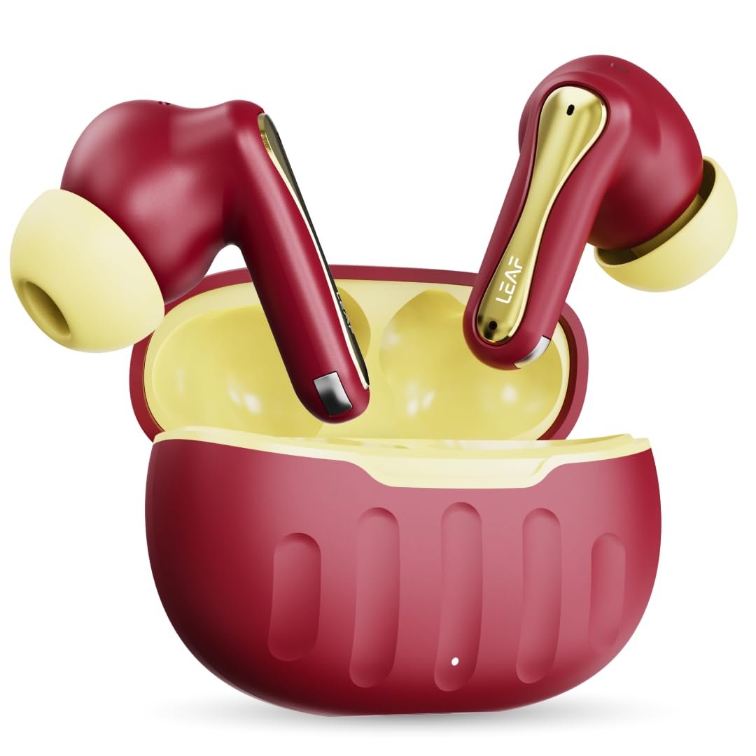 Leaf Buds X101 True Wireless in Ear Earbuds AI Sound App, 40H Playtime, Quad Mic with ENC, Fast Charging(10Min=200Min), 13mm Driver, IPX5, Bluetooth V5.4 TWS, 1 Year Warranty (Flaming Summer) - Image 2