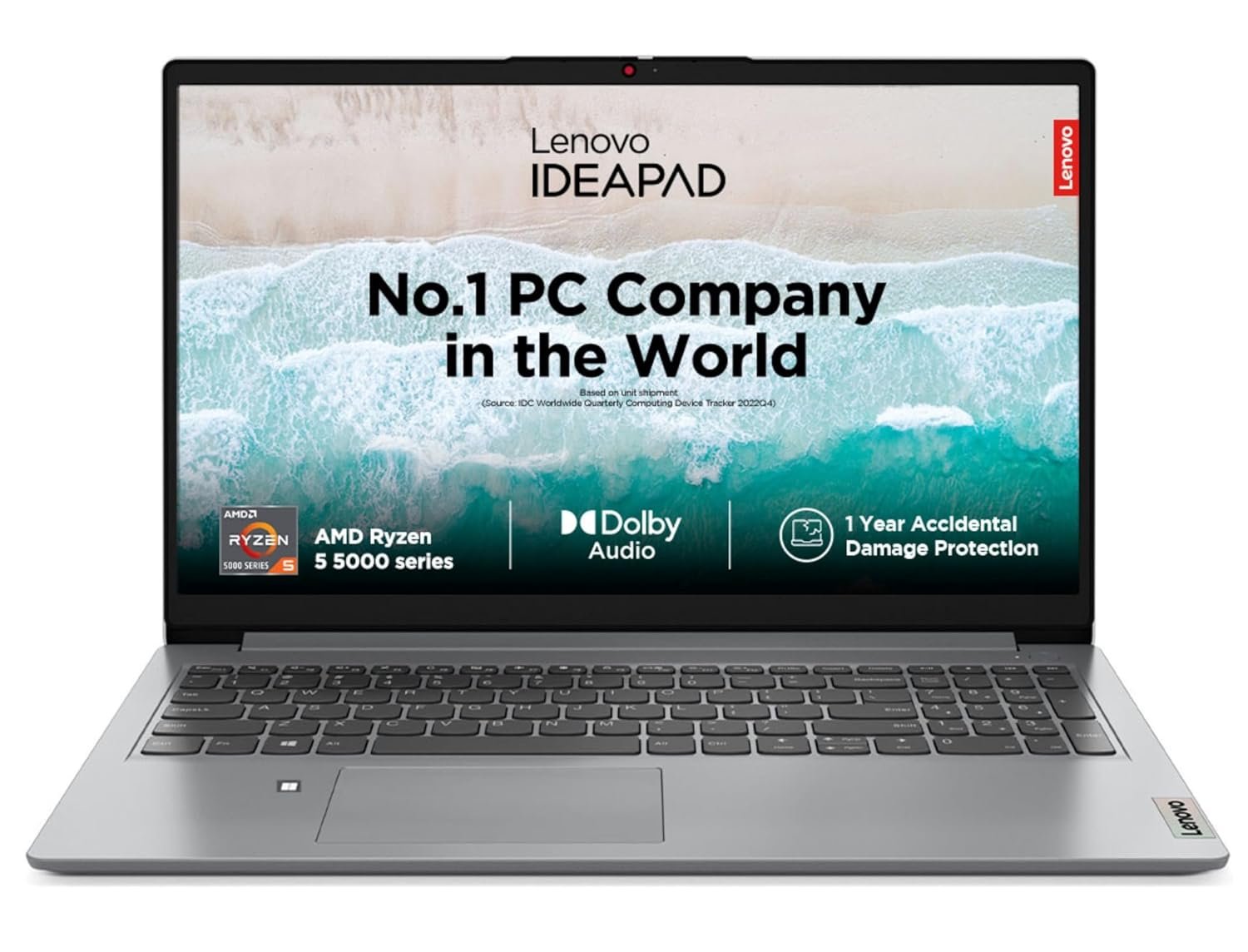 Lenovo IdeaPad 1 AMD Ryzen 5 5500U 15.6" HD Thin and Light Laptop (8GB RAM/512GB SSD/Windows 11 Home/Office Home 2024/1 Year ADP Free/Grey/1.6Kg), 82R4011MIN - Image 2
