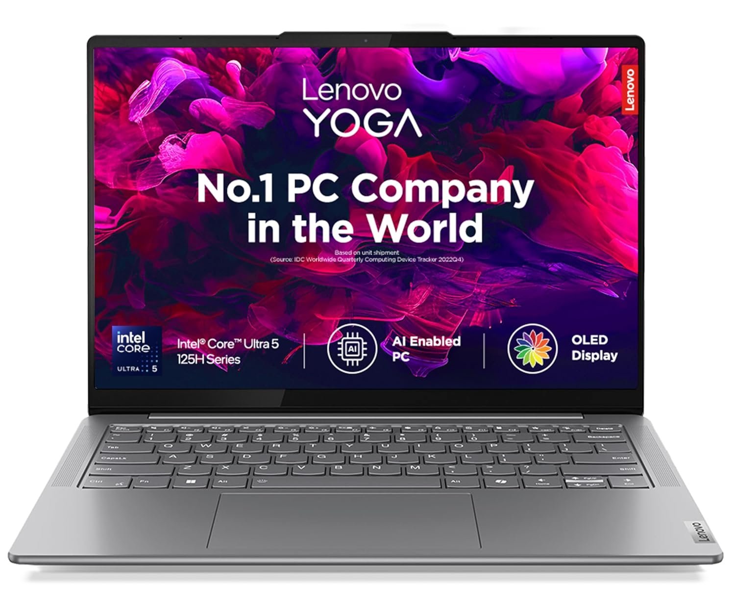 Lenovo Yoga Slim 7, Intel Core Ultra 5 125H, 16GB RAM, 512GB SSD, WUXGA-OLED 14"(35.5cm), Windows 11, Microsoft 365 Basic + Office Home 2024, Grey, 1.39Kg, 83CV00DFIN, 400Nits, 1Yr ADP Free, AI PC - Image 2