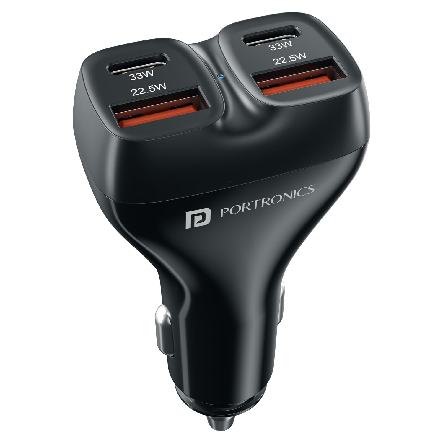 Portronics Car Power Quard 111W Car Charger, 4 Ports Fast Car Charger, Dual 33W Type-C PD, Dual 22.5W USB-A, Charge 4 Devices Simultaneously, for Smartphones, iPhones, Tablets, Earbuds & More - Image 2