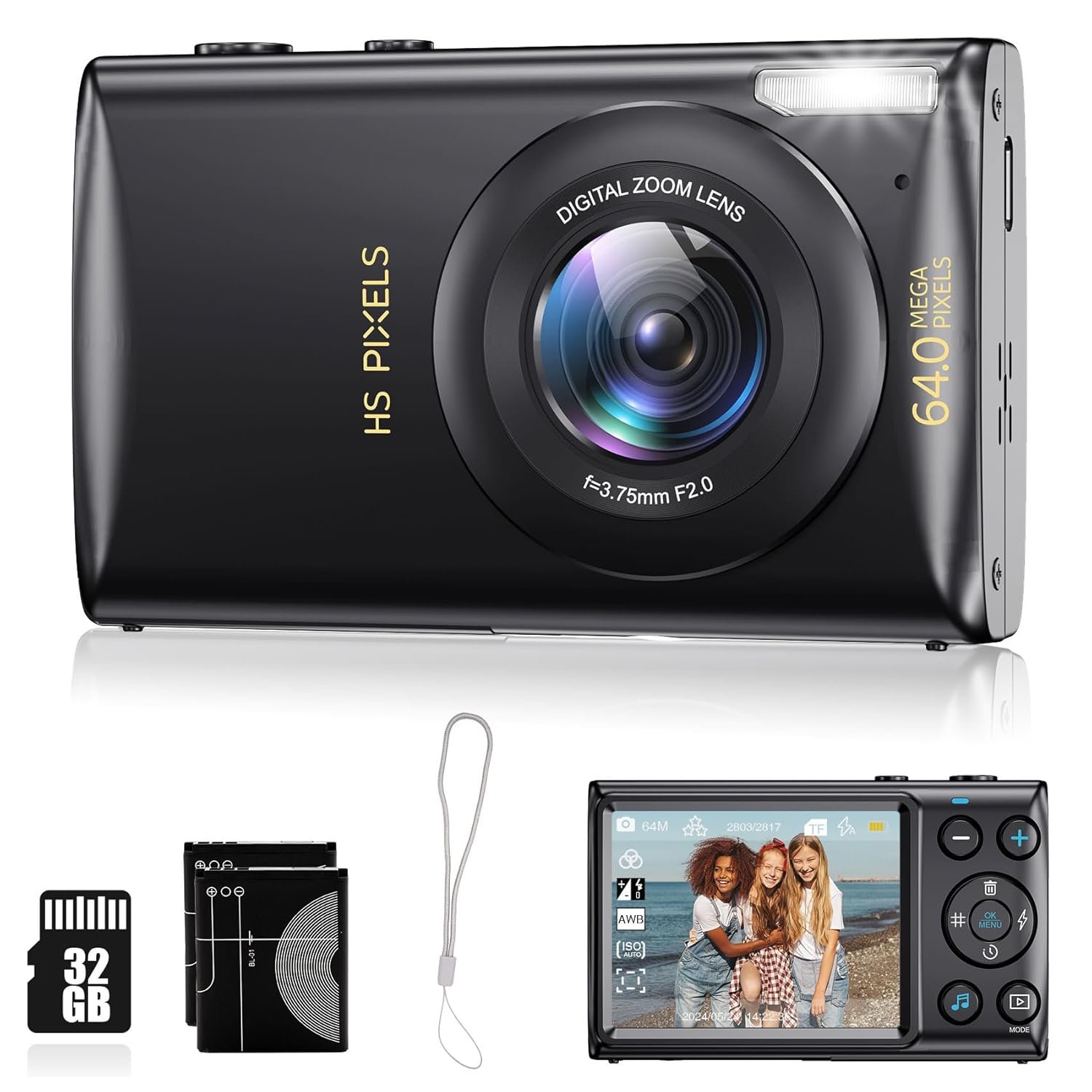 Sheawasy 4K Digital Camera Vlogging Camera Photography And Video 64Mp 18X Digital Zoom Compact Point And Shoot Digital Cameras Autofocus For Boys And Girls, Teens, Beginner, 32Gb Included - Image 2
