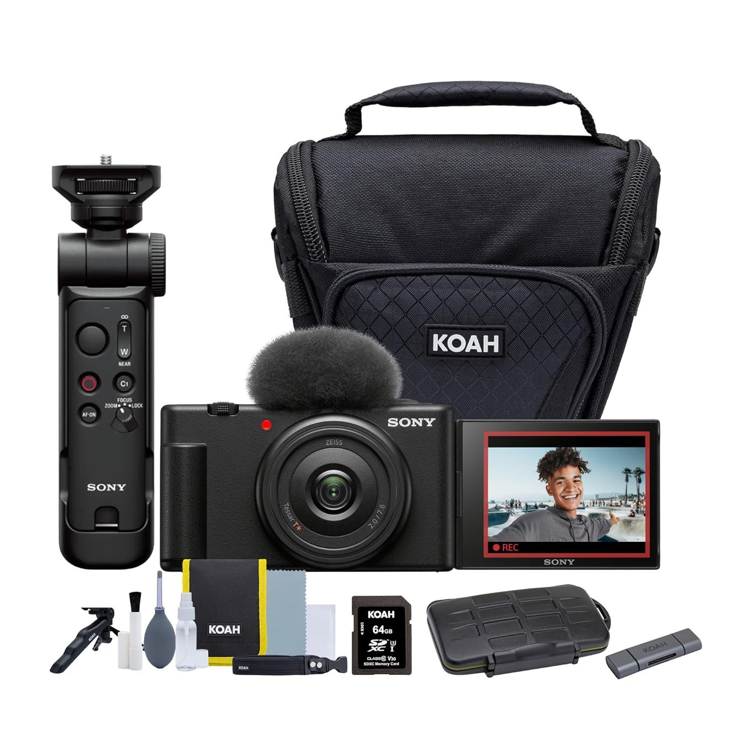 Sony ZV-1F Vlog Camera for Content Creators and Vloggers (Black) Bundle with ACCVC1 Vlogger Accessory Kit, Holster Camera Case, and Aluminum Shell OTG Dual Slot SD Card Reader (4 Items) - Image 2