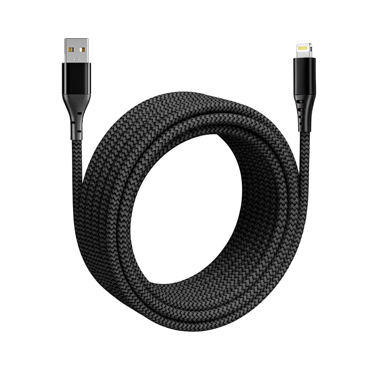 UNIGEN 3A USB Type-A to Lightening Fast Charging 1.5 Meter Braided Cable PD & QC 3.0 Compatible High-Speed Data Sync Charger Cord for iPhone 14/13/12/11/X/8/7, iPad, iPod (Black) - Image 2