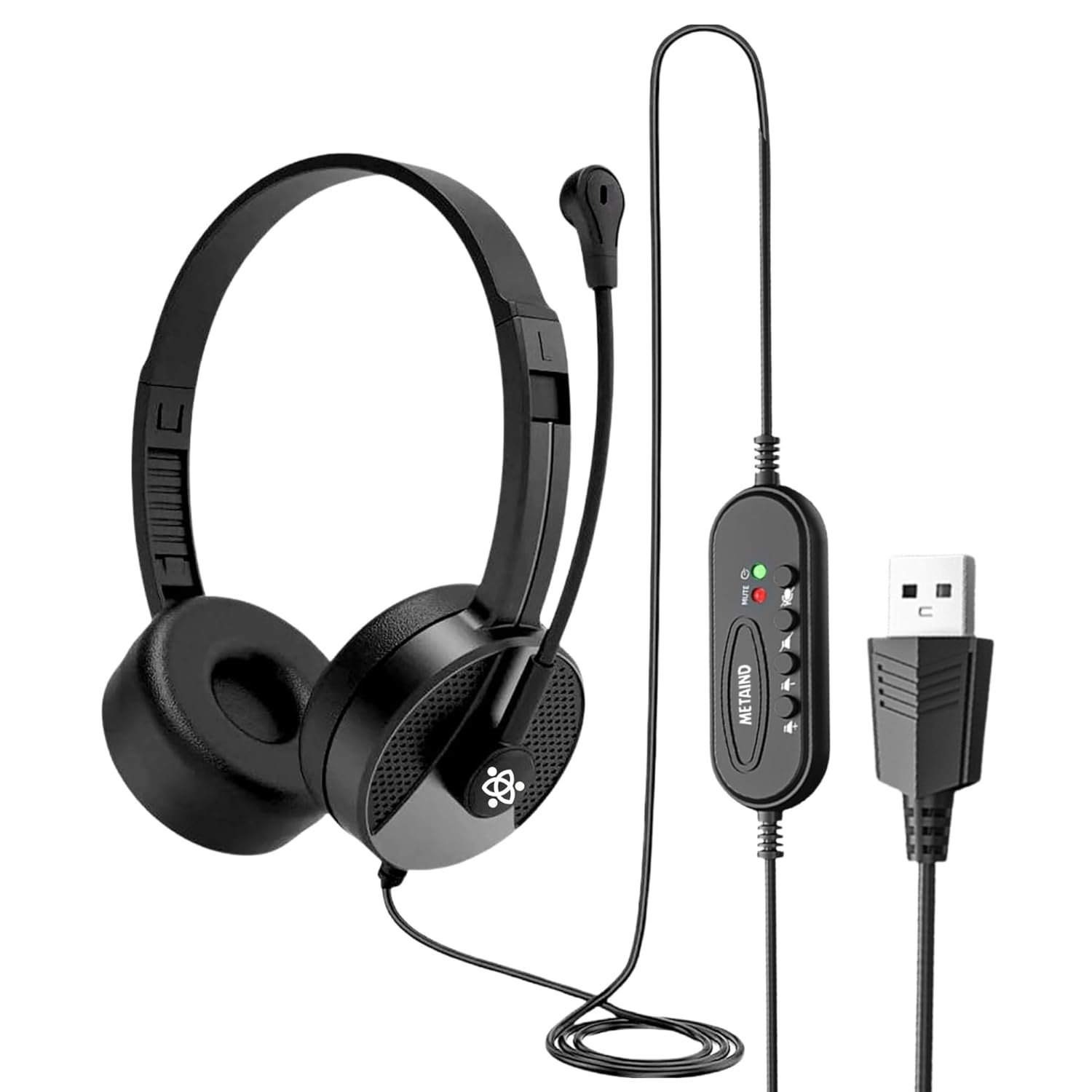 Wired USB Headphone with Noise Cancelling Mic | HD Sound & Comfort for Zoom, Teams & Call Centers | USB Headset for PC & Laptop | Model: Meta_MT50 (Black) - Image 2