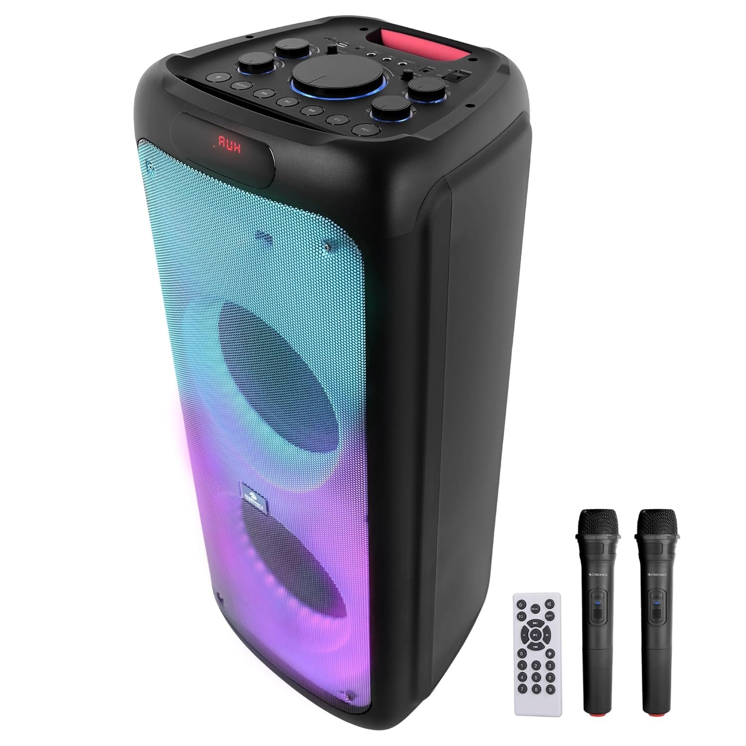 ZEBRONICS 120 Watts Party Speaker with 2 Wireless Mic, 7 hrs Playtime, Karaoke & Recording Function, TWS, Bluetooth, USB, AUX, mSD, RGB Modes (Thump 700) - Image 2