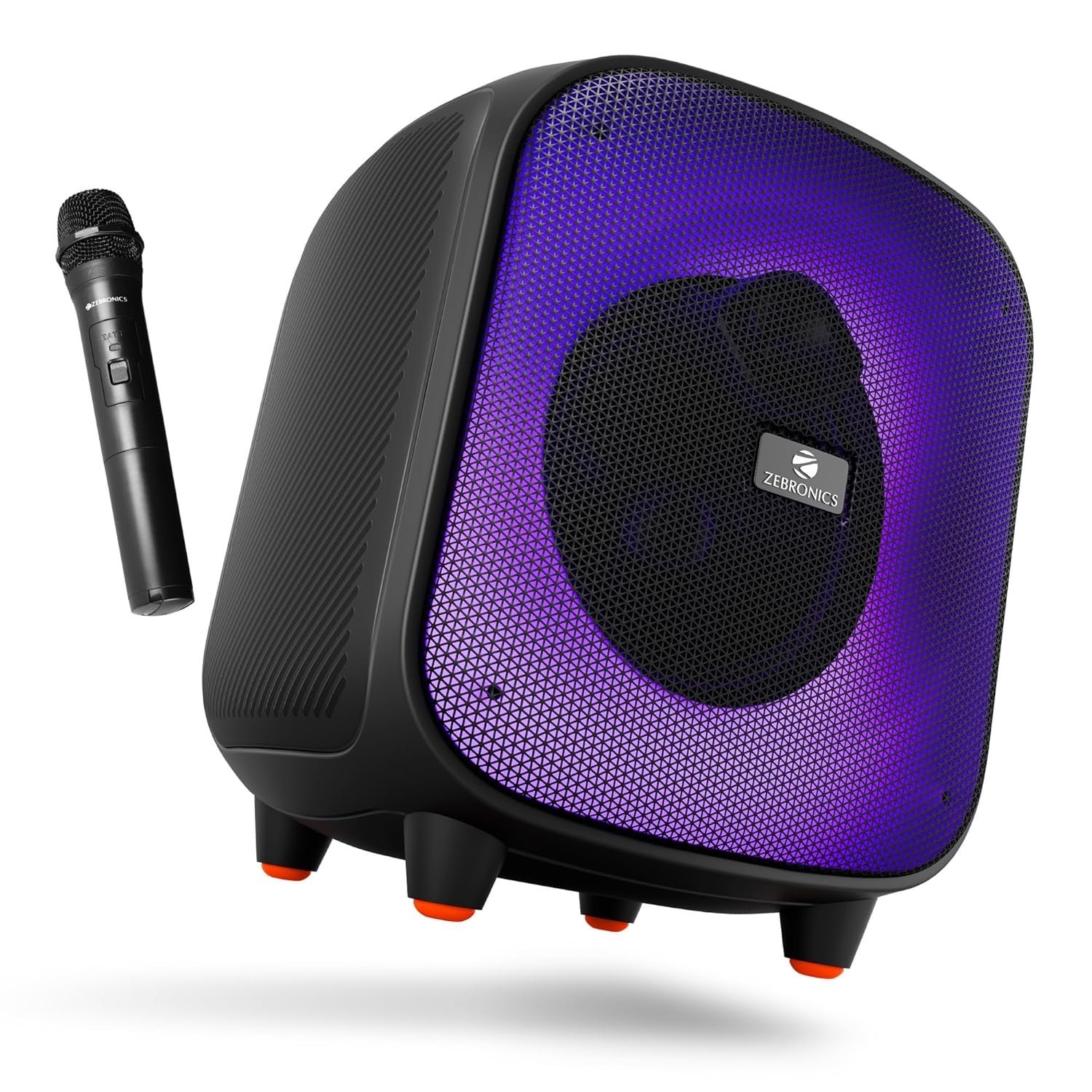 ZEBRONICS Sound Feast 800,Portable Party Bluetooth Speaker,55 Watts,6 Hours Playback,6.5 inch Powerful Driver,Wireless MIC,Karaoke,Mobile Holder,RGB,TWS | USB | AUX | 6.3mm MIC,Deep Bass,Black - Image 2
