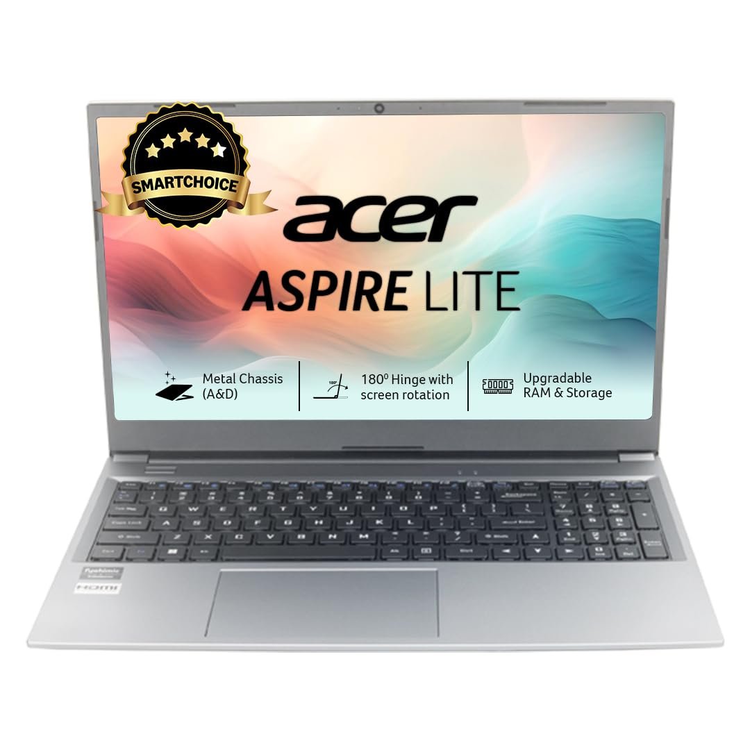 acer SmartChoice Aspire Lite, AMD Ryzen 5-5625U Processor, 16 GB/512 GB, Full HD, 15.6"/39.62 cm, Windows 11 Home, Steel Gray, 1.59 kg, AL15-41, Metal Body, Thin and Light Laptop - Image 2