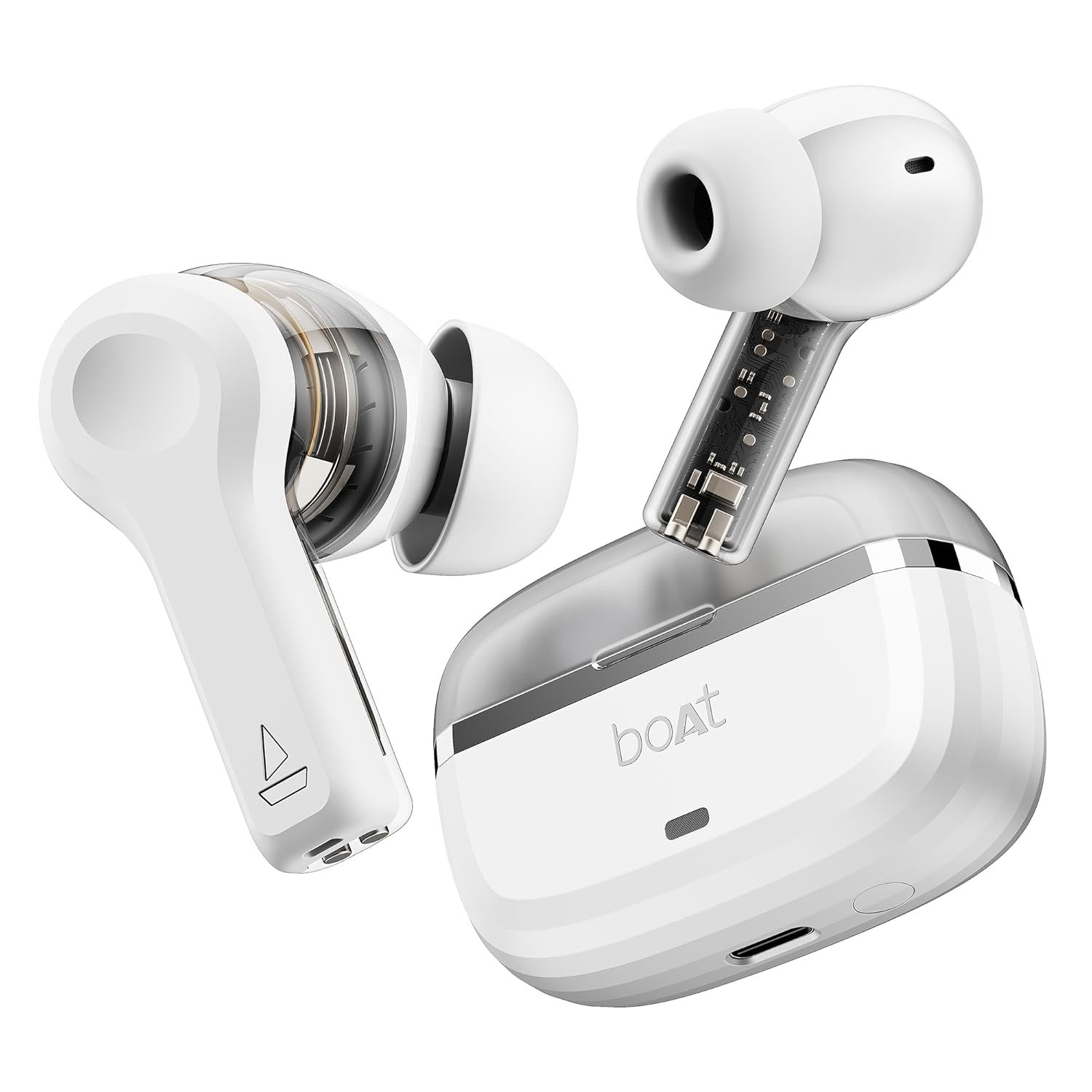 boAt Nirvana Space, 360 Spatial Audio, Active Noise Cancellation (~32dB), 100Hrs Battery,4Mics ENx, Fast Charge, v5.3 Bluetooth TWS in Ear Earbuds Wireless Earphones with mic (Celestial White) - Image 2